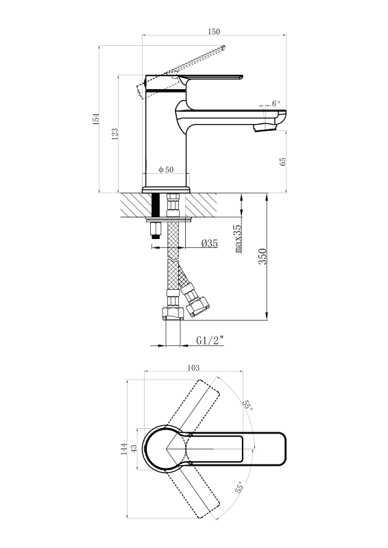 Смеситель для раковины CERSANIT VIBE однорычажный хром (68925) - фото 7