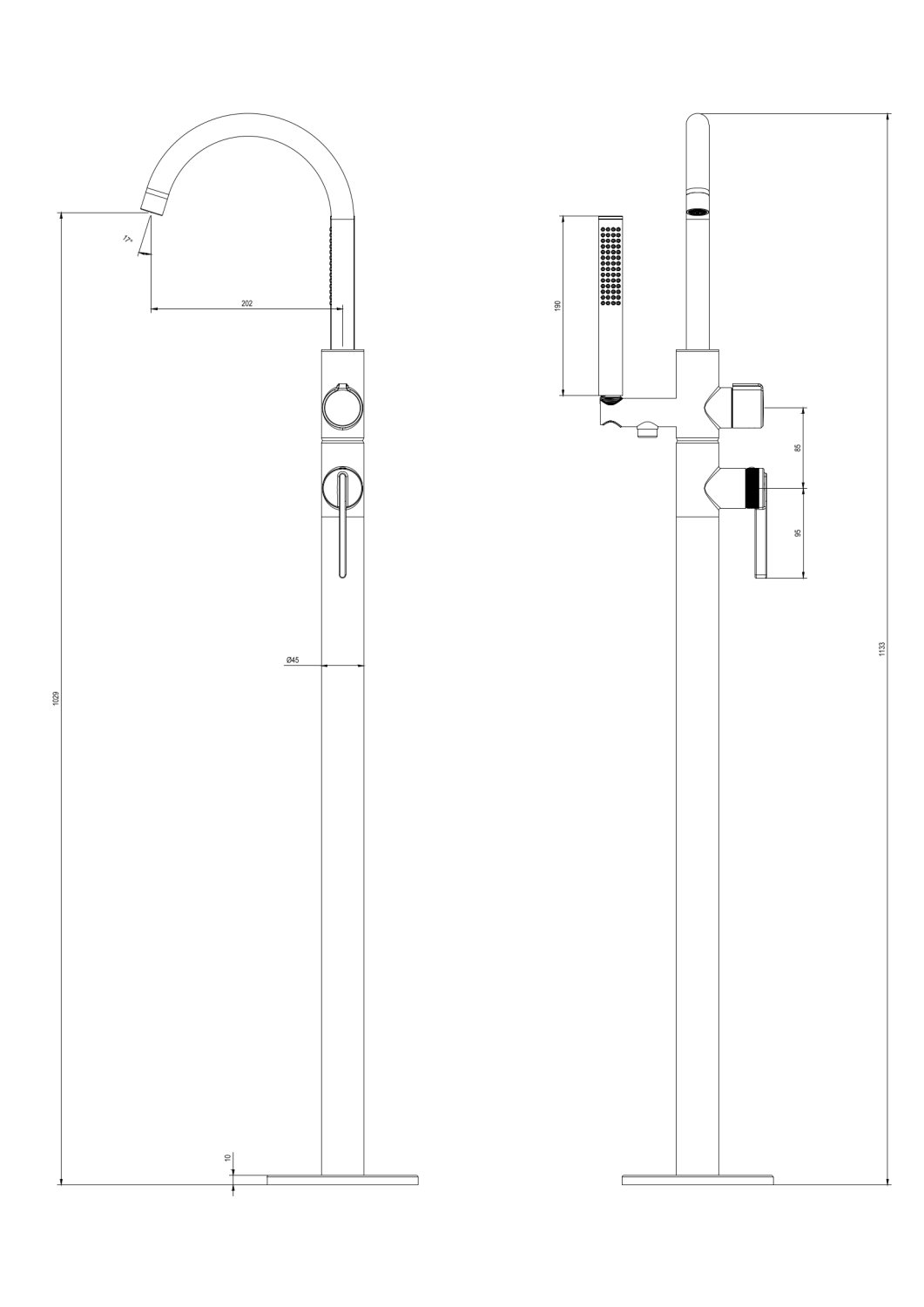 Напольный смеситель для ванны с душем DQ Bonn графит (DA1706006) - фото 5