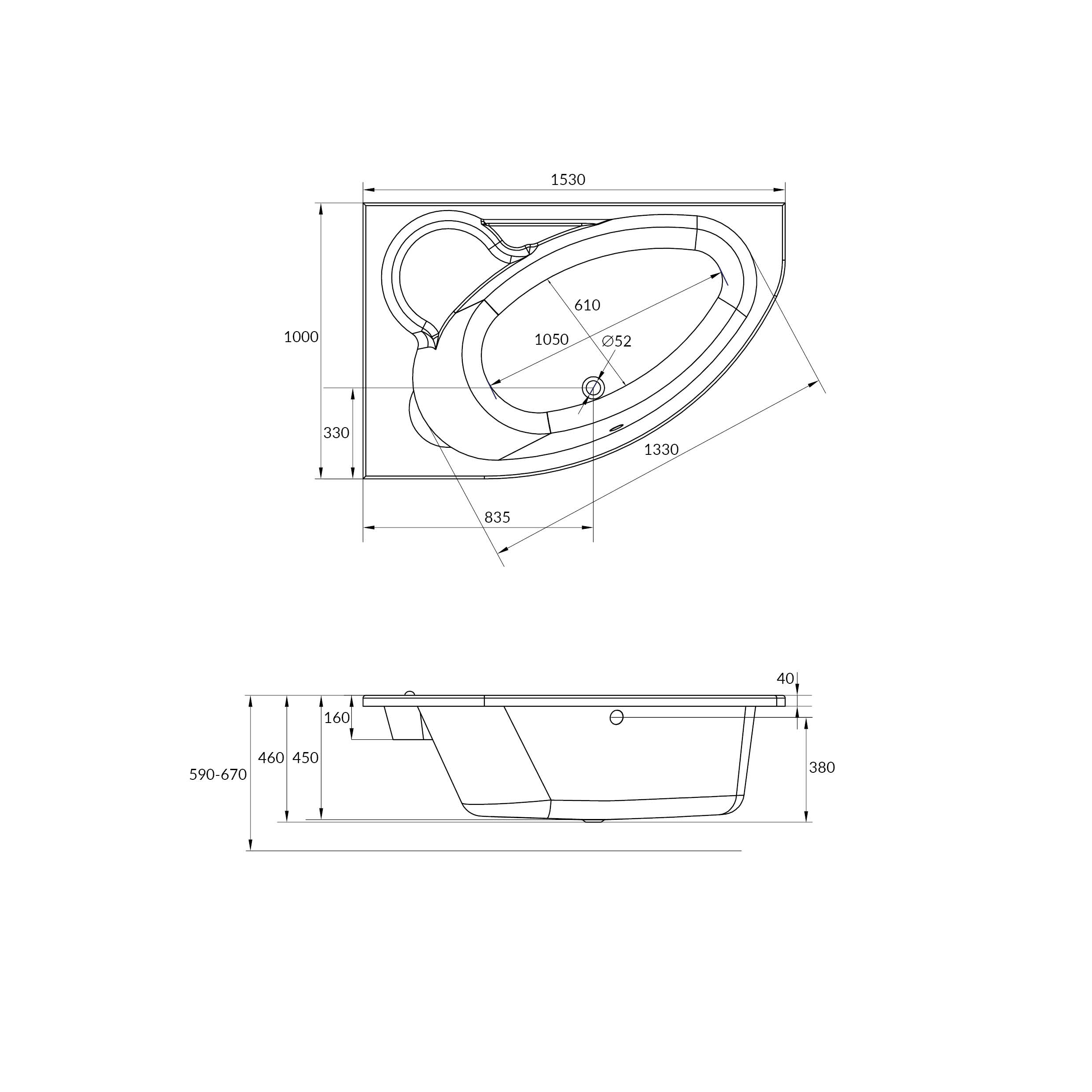 Ванна Cersanit асимметричная KALIOPE 153x100 правая (63442) Ванна Cersanit асимметричная KALIOPE 153x100 правая (63442) - фото 4