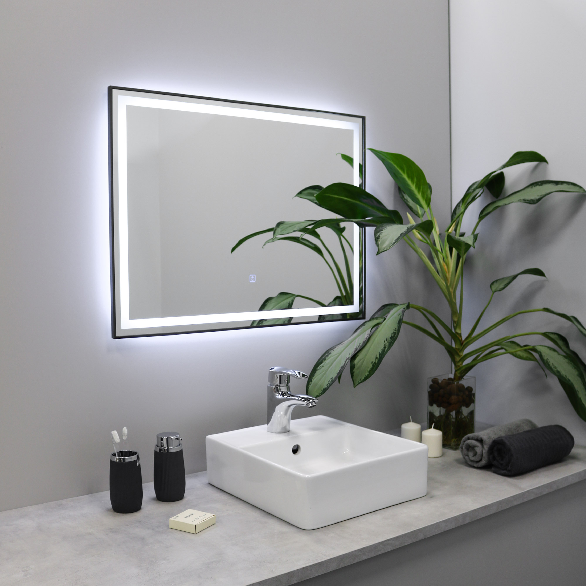 Зеркало FIXSEN с подсветкой LED прямоугольное 120х80 см графит (FX-2120F) - фото 1