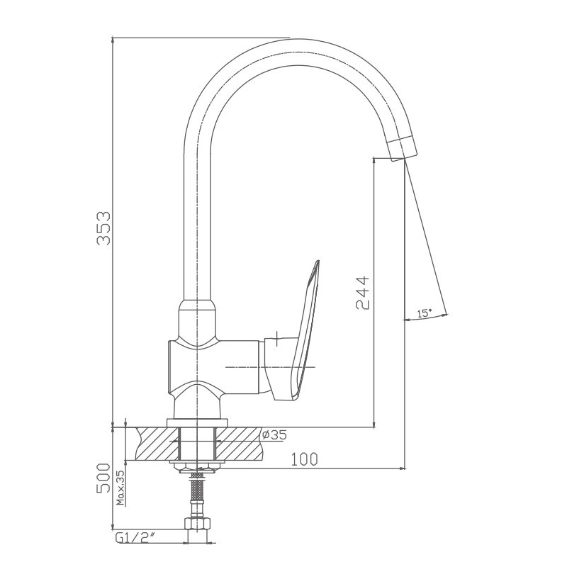 Смеситель для кухни Haiba (HB4007) - фото 2