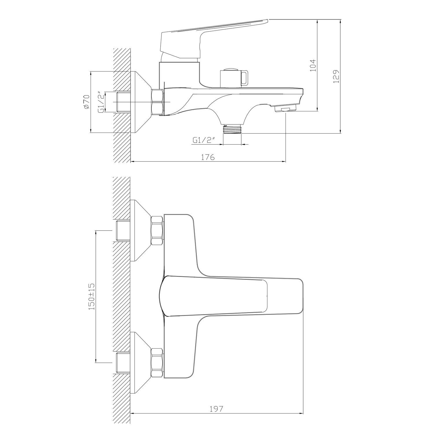 Смеситель для ванны 35k MIXLINE МЛ15-01 (ML15-01) (556666) - фото 5