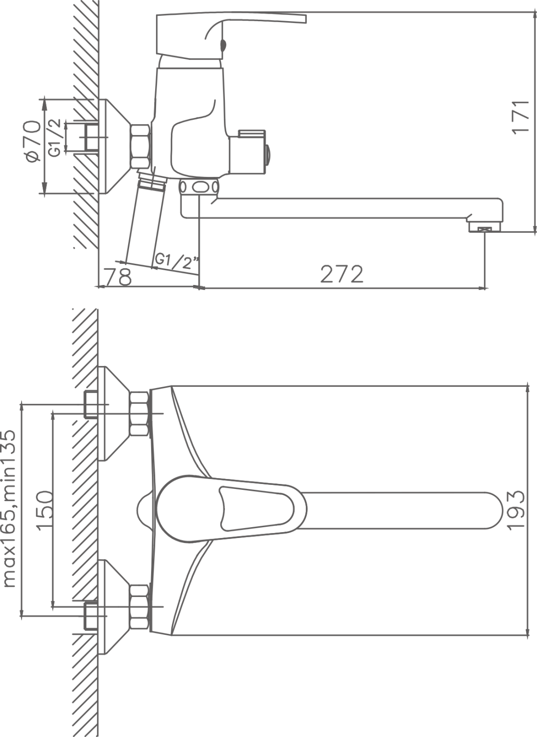 Смеситель для ванны Cron хром (CN2265) - фото 2