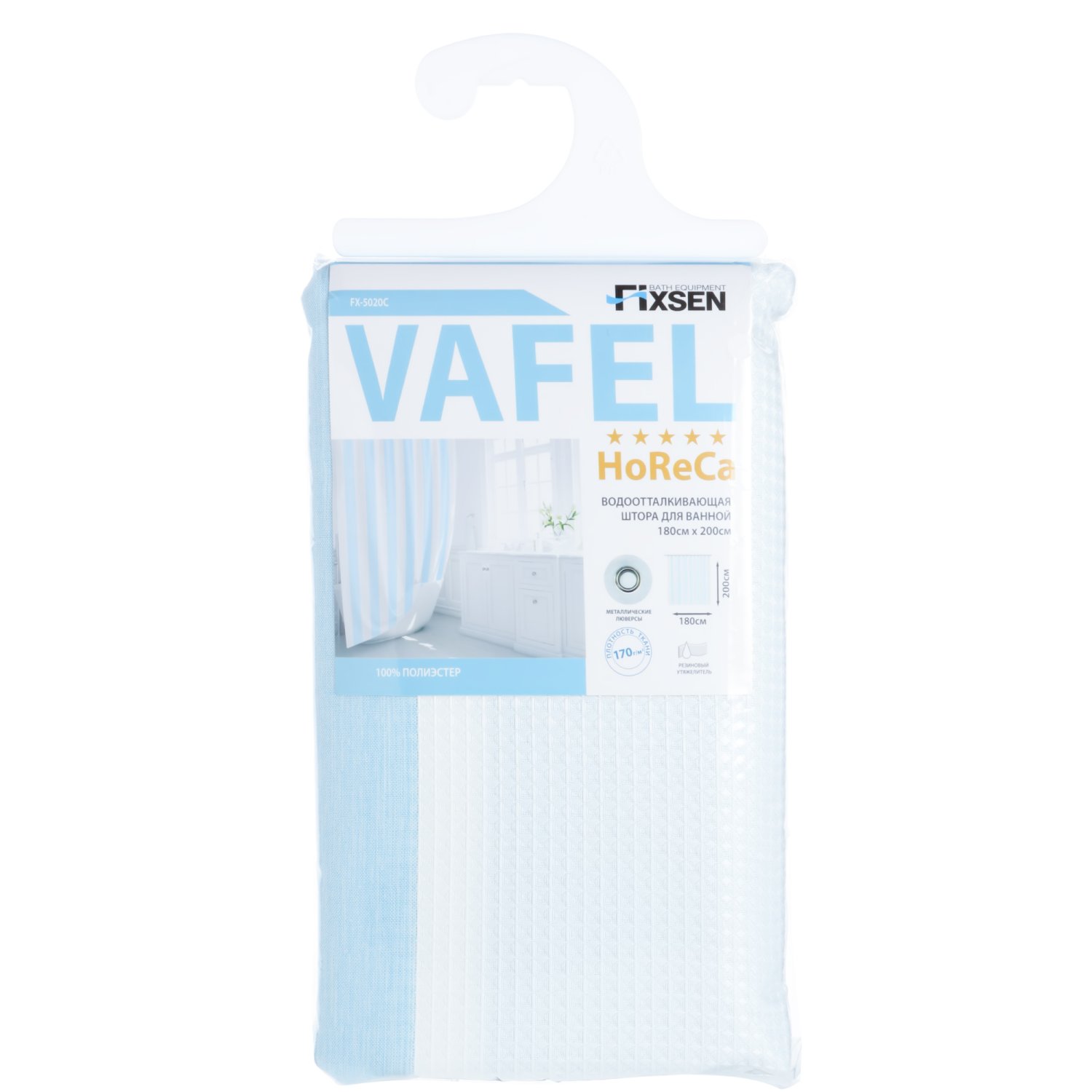 Шторка для ванной Fixsen Vafel голубая (FX-5020C) - фото 2