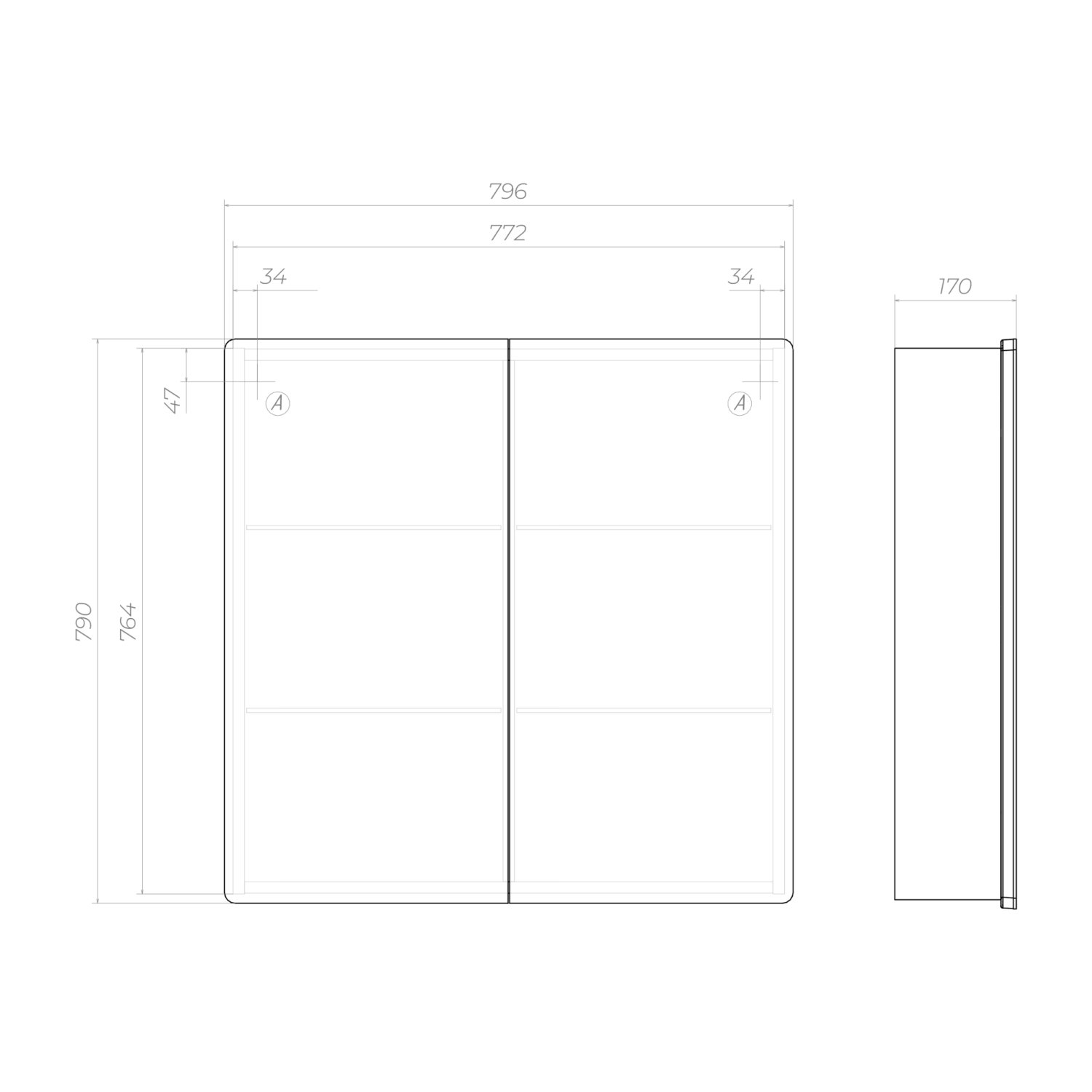 Шкаф VIGO навесной Geometry Classic 800 с зеркалом (118) - фото 3