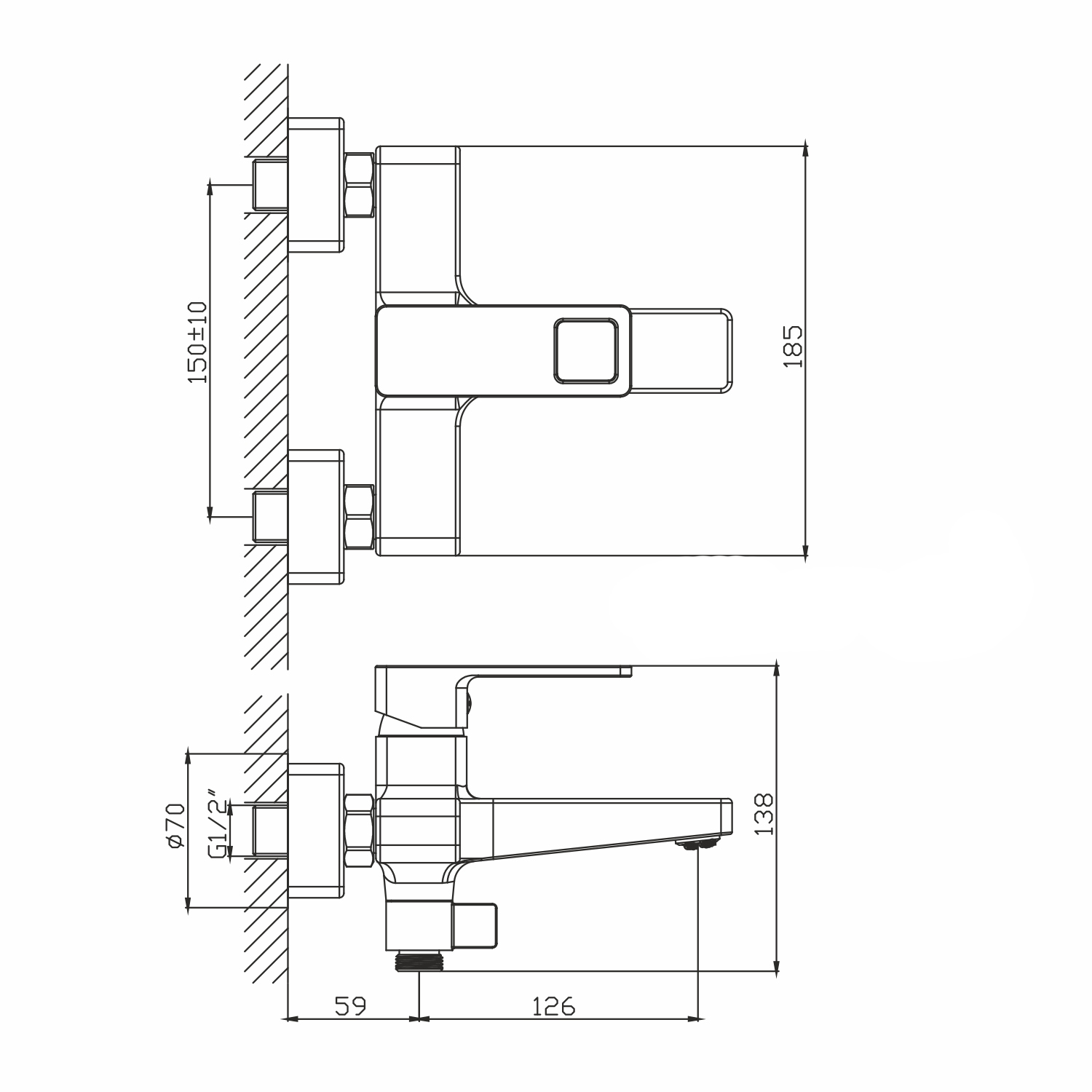 Смеситель для ванны 35k MIXLINE ML34-01 "Solo Black" (553195) - фото 4