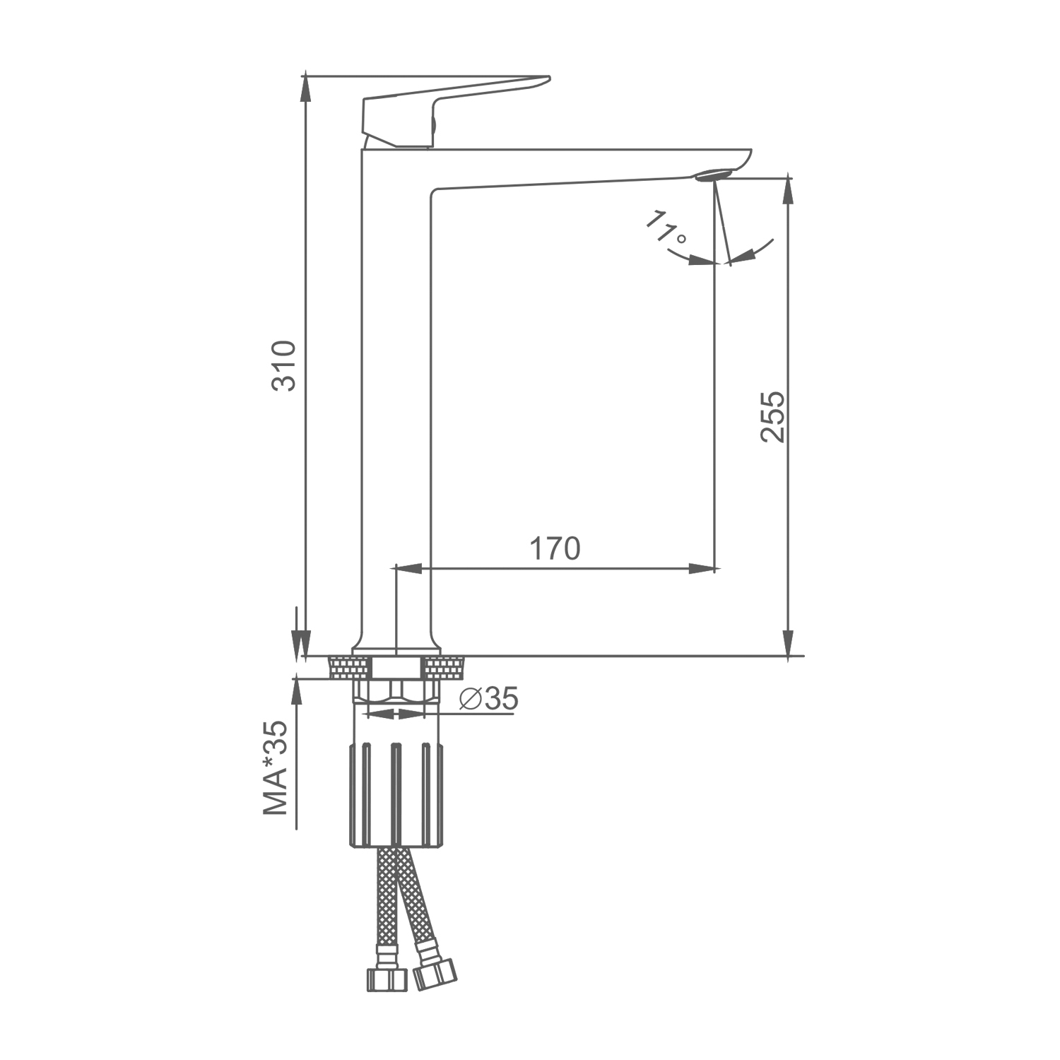 Смеситель Splenka для раковины высокий монолитный, хром (S41.15) - фото 2