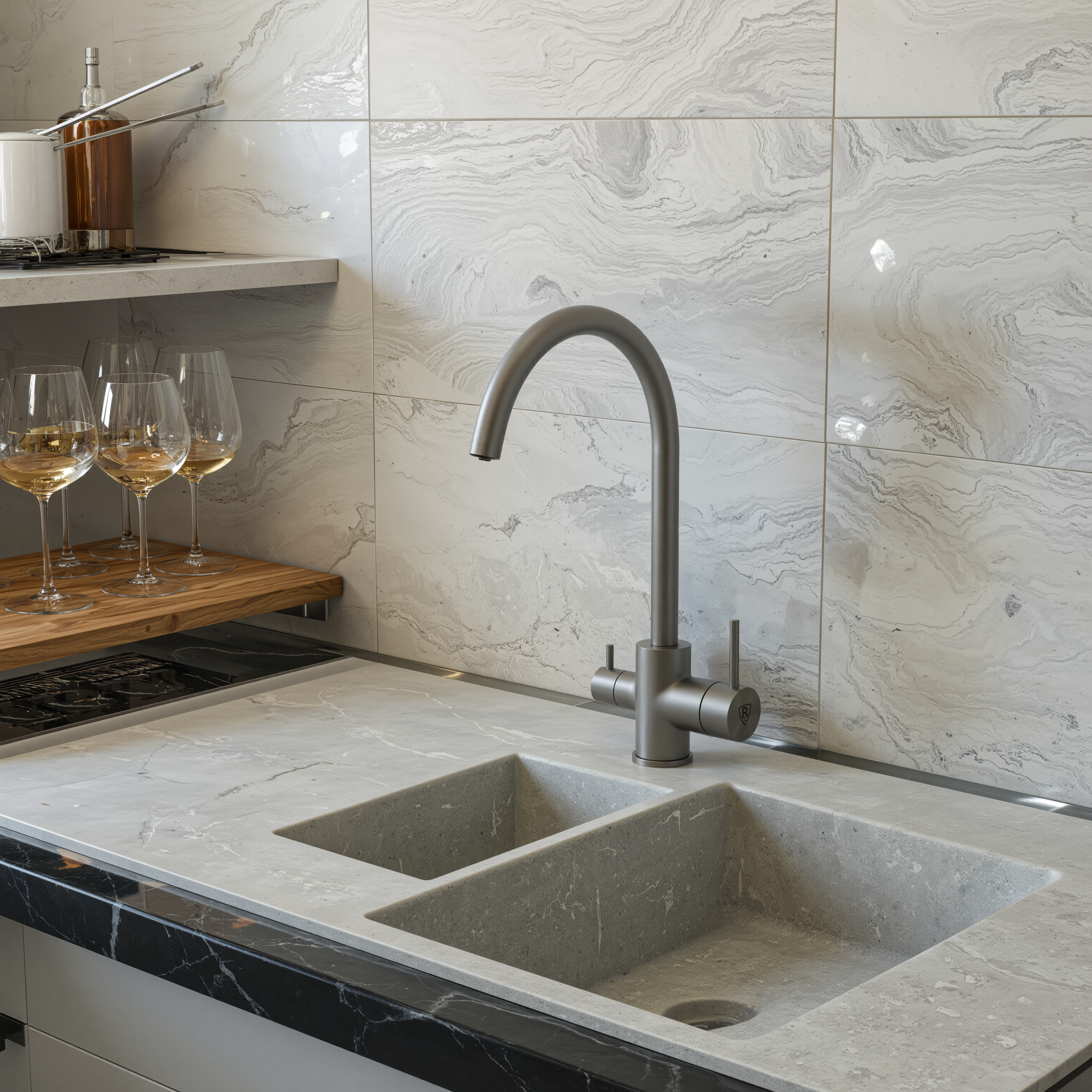 Смеситель для кухонной мойки с фильтром RUSH графит (SUS9035-37Grey) - фото 2