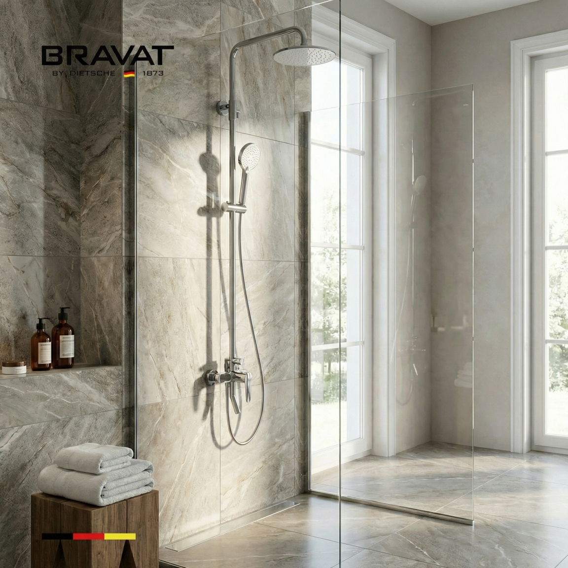 Душевая система со смесителем цвет хром BRAVAT (F6808939CP-A-SW) - фото 5