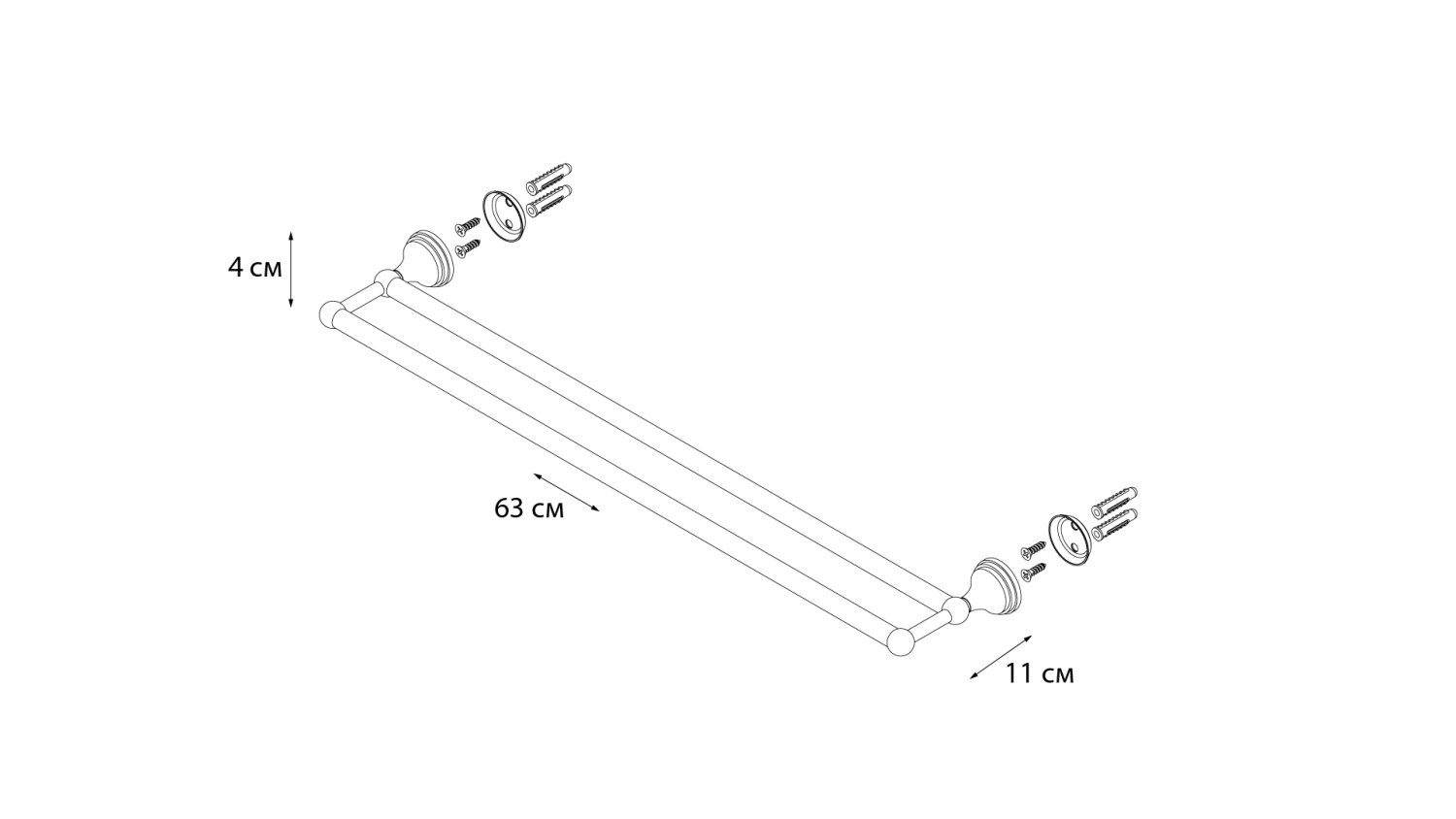 Полотенцедержатель трубчатый двойной Grampus Laguna GR-7802 - фото 3