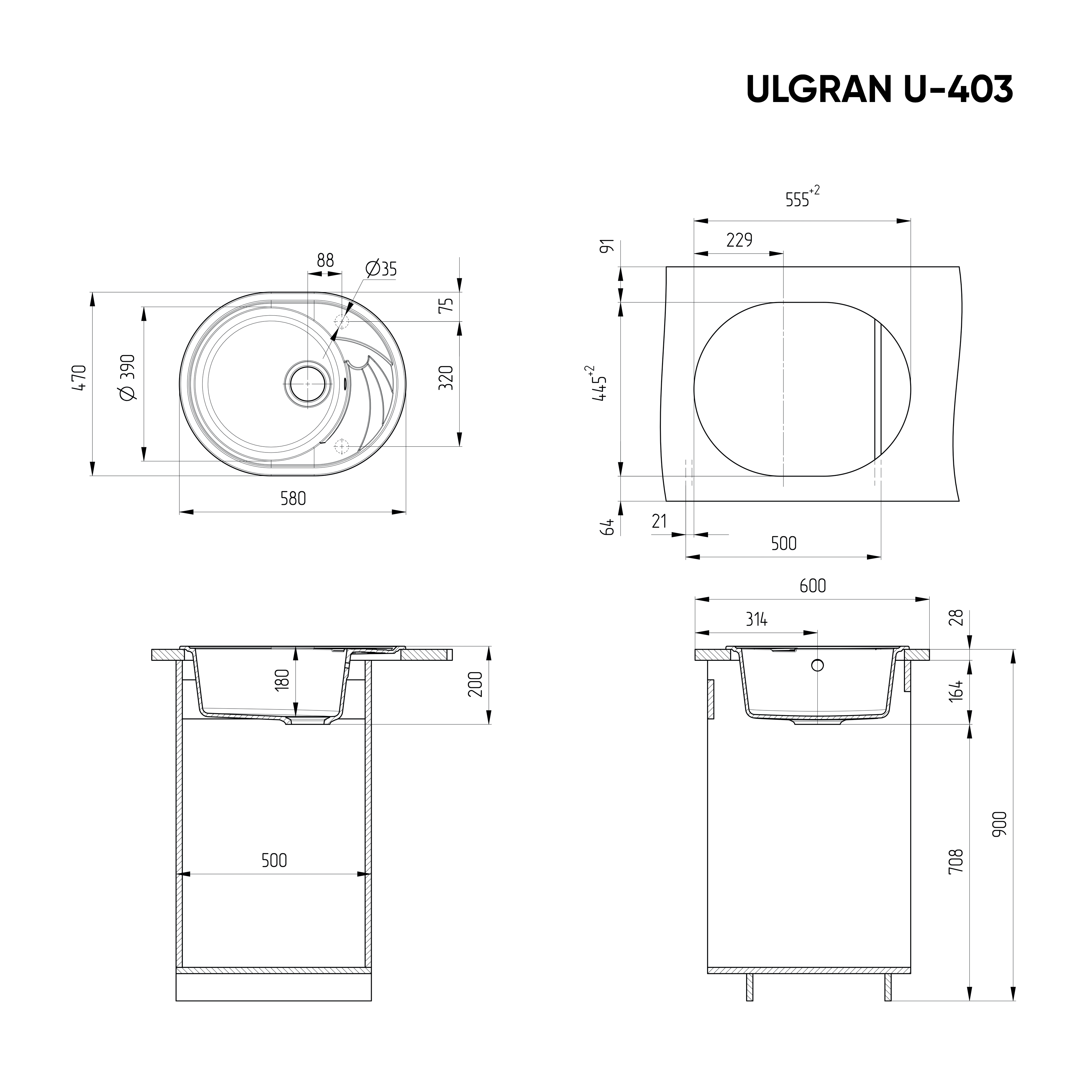 Мойка Ulgran Classic черный (U-403-308) Мойка Ulgran Classic черный (U-403-308) - фото 4