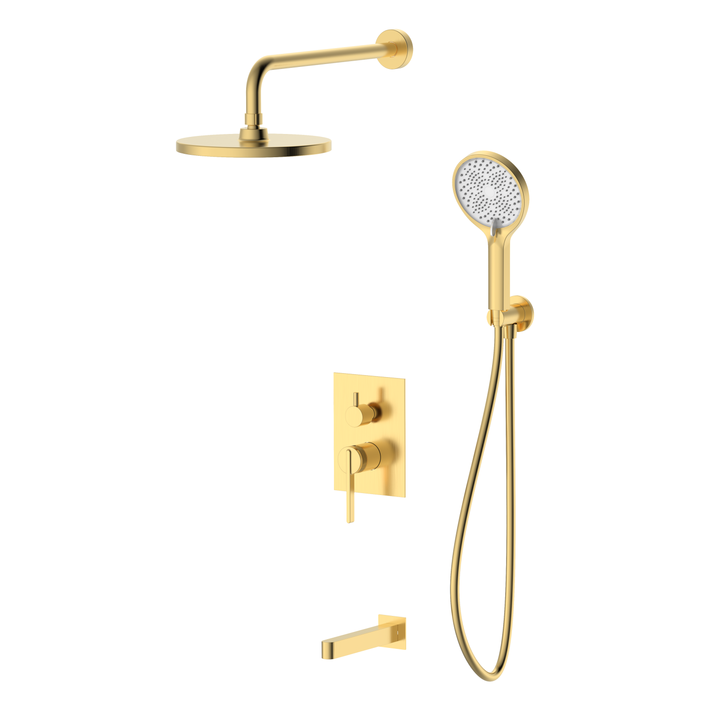 Душевая система для ванны и душа DQ Bonn встраиваемая с изливом мат.золото (DA1705607)