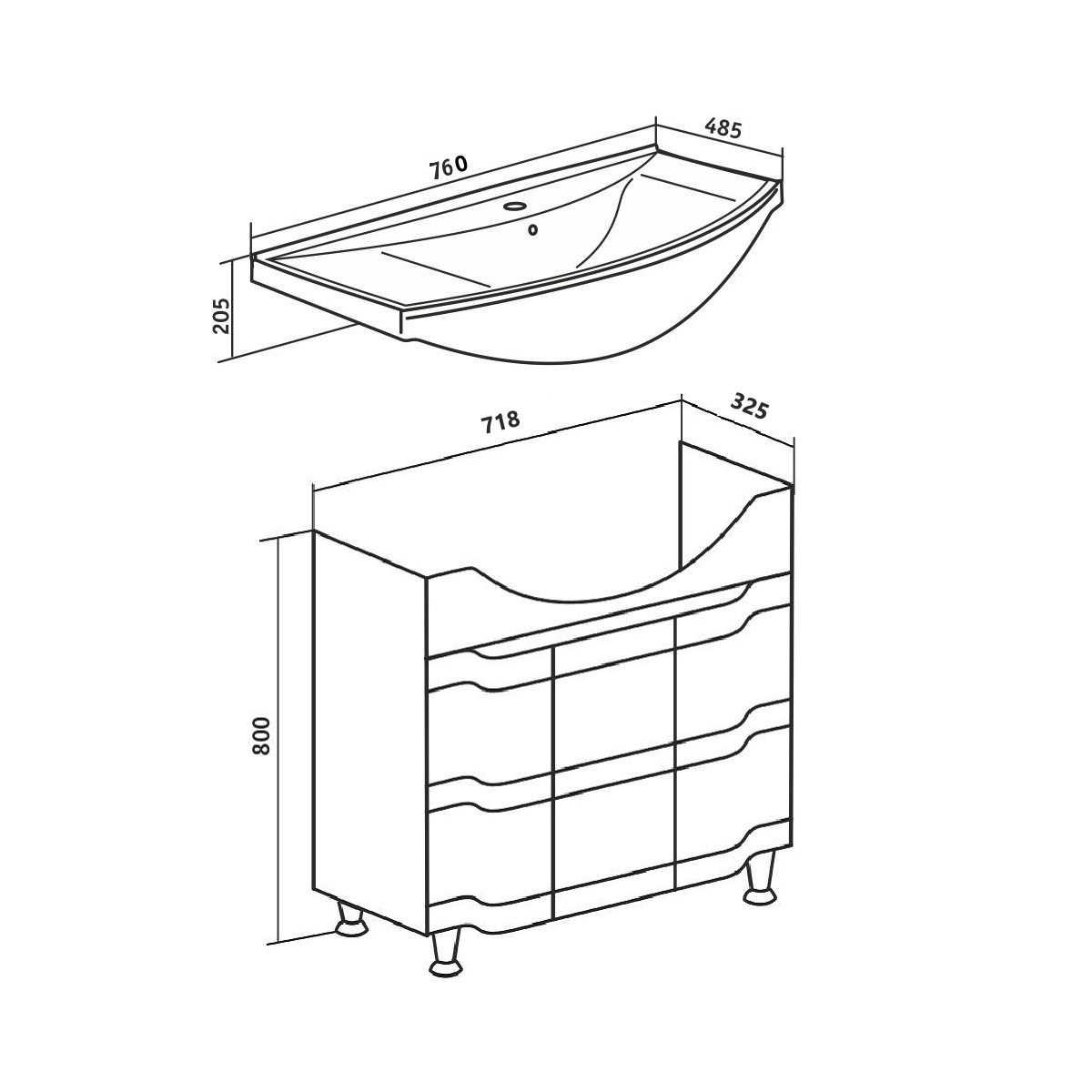 Тумба Runo Стиль 75 под умывальник УТ000001575 (Стиль 75) (00000001127) - фото 4