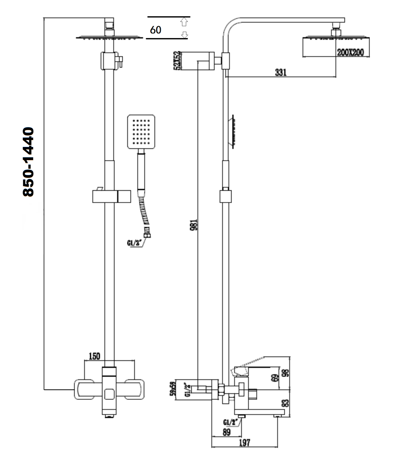 Душевая стойка из нержавеющей стали Savol (S-SUS5001) - фото 2