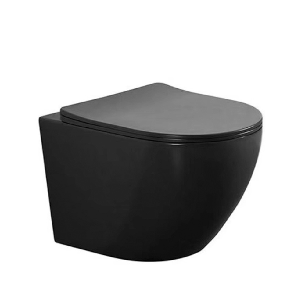 Унитаз OLIVE'S подвесной, черный глянец, сиденье дюропласт PLAZA (PL30117DP) - фото 1
