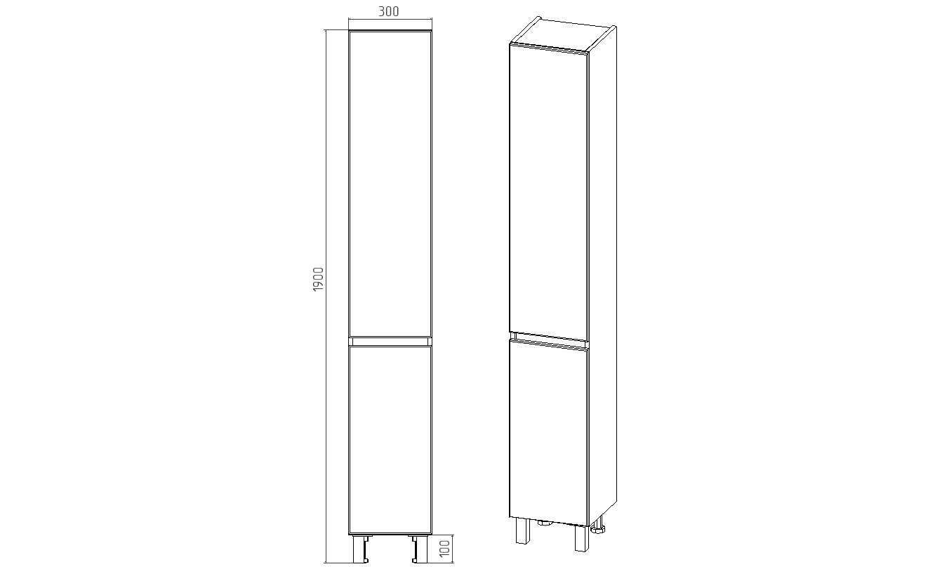 Пенал VIANT "Мальта" правый/левый   300х300х1900 (VMAL300-PEN) - фото 6