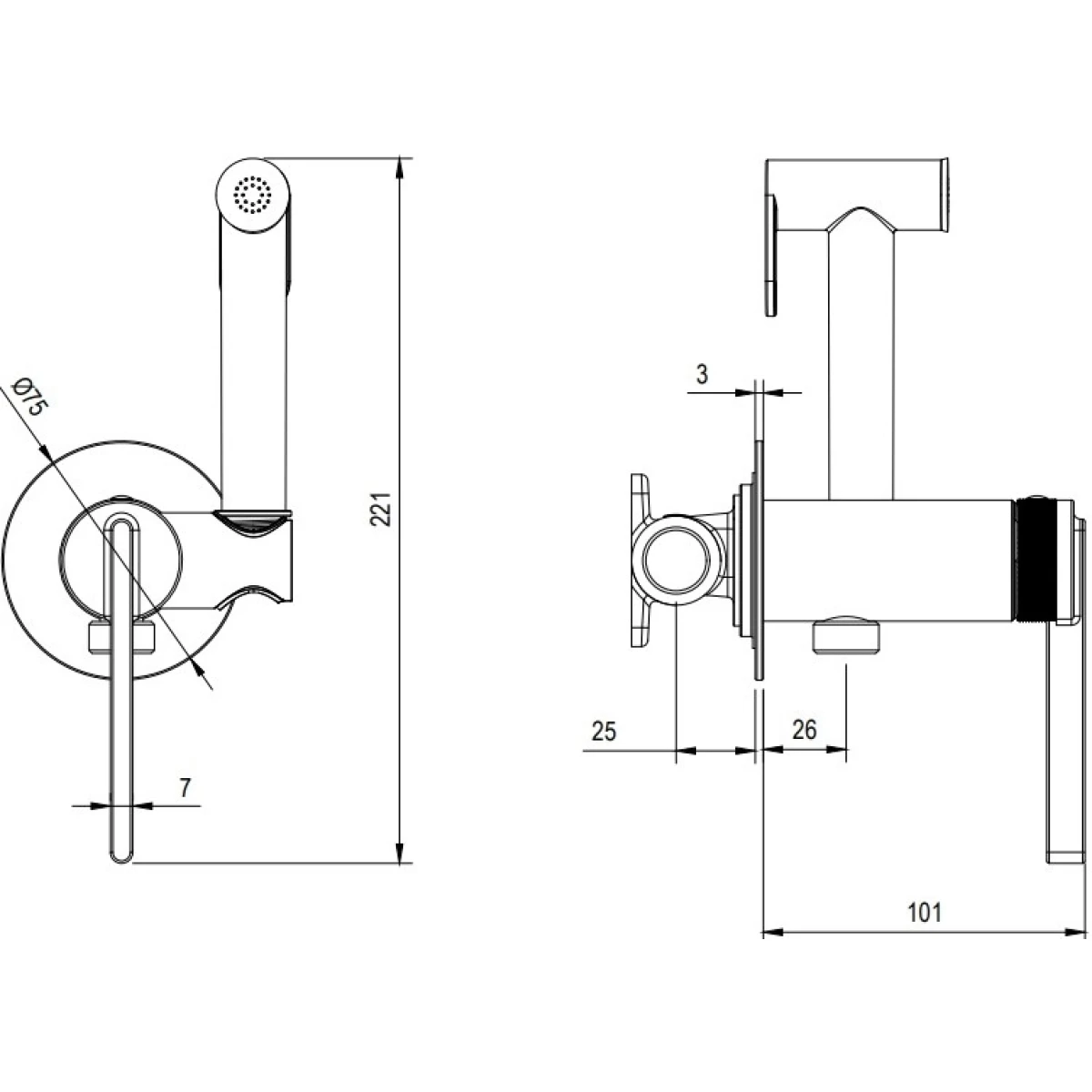 Гигиенический душ DQ Bonn встраиваемый (DA1704501) - фото 7