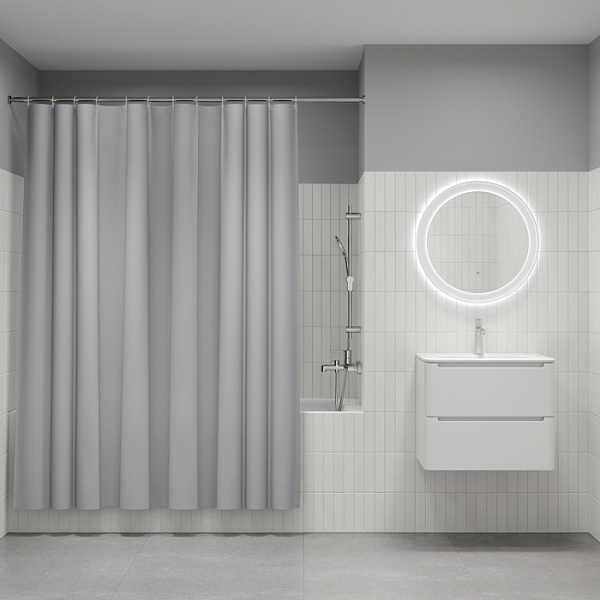 Штора для ванной, 200x180 см, PE, серый, IDDIS, P10PE18i11 - фото 1