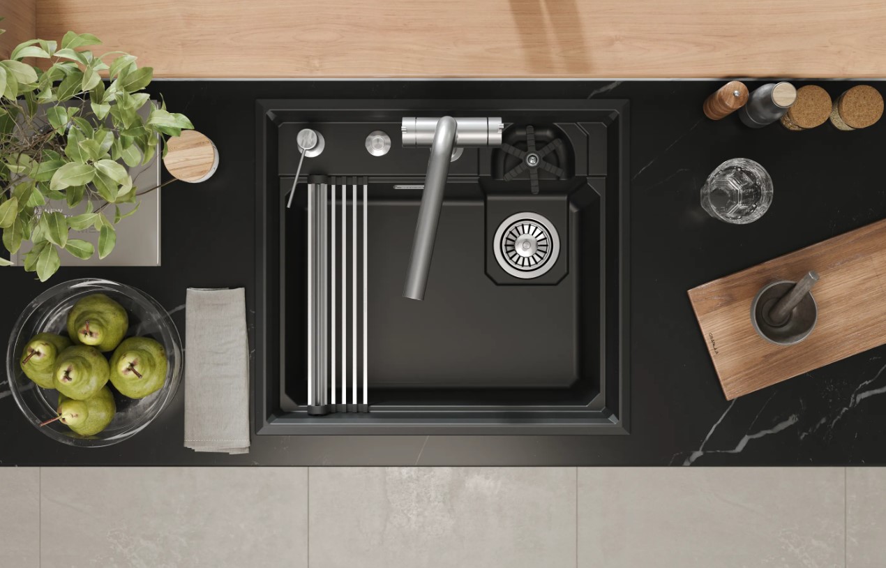 Кухонная мойка GRANULA KITCHEN SPACE RINZER кварц (5807R, ШВАРЦ) - фото 6