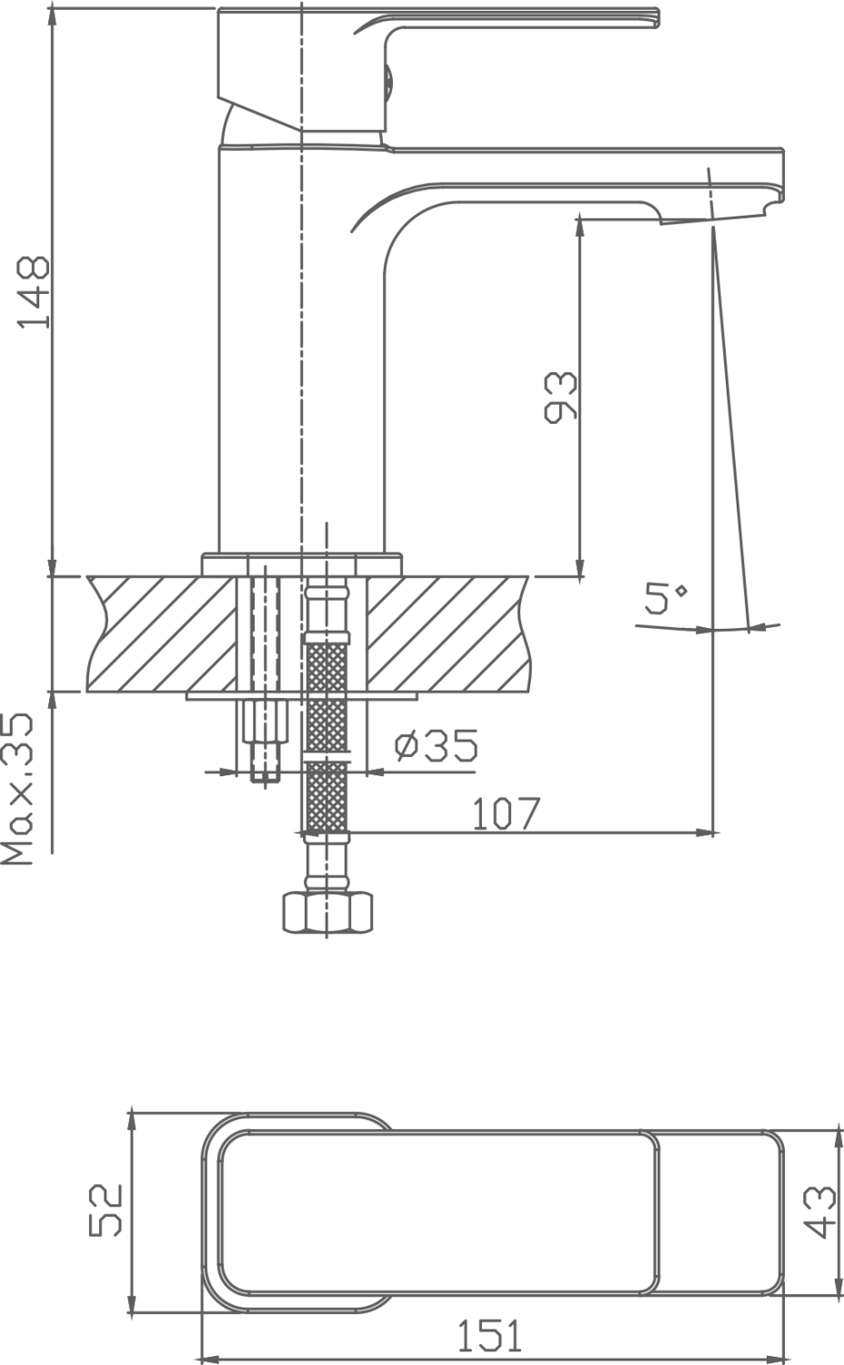 Смеситель для раковины Cron хром (CN10129) - фото 2