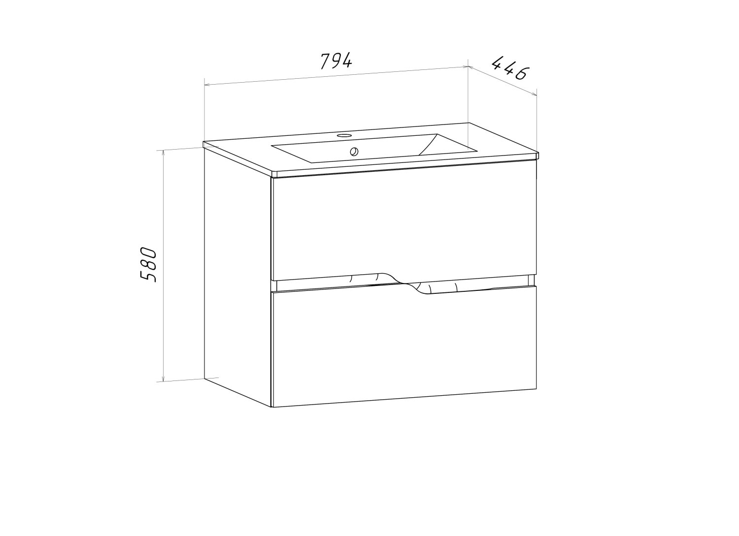 Тумба Runo Палермо 80 подвесная под умывальник 00-00002556 (Teffy 80) (00-00004084) - фото 3