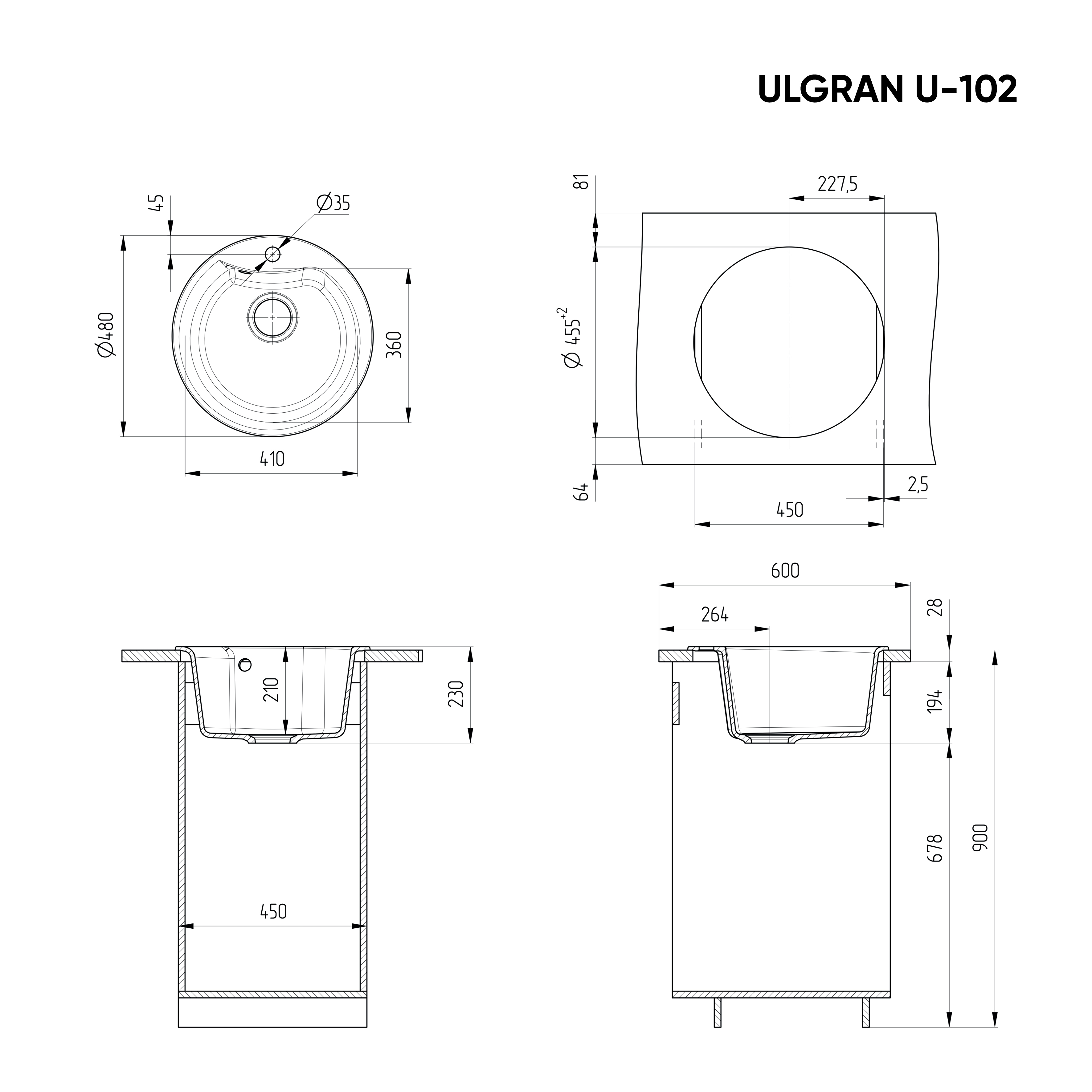 Мойка Ulgran Classic черный (U-102-308) Мойка Ulgran Classic черный (U-102-308) - фото 4