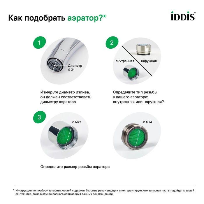 Аэратор для смесителя IDDIS Optima Home пластик, M22, корпусный, внутренняя резьба, двухрежимный (996P22S2SMD) - фото 5
