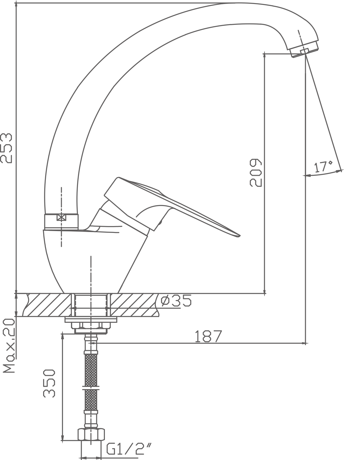 Смеситель для кухни Cron хром (CN4104-2) - фото 2