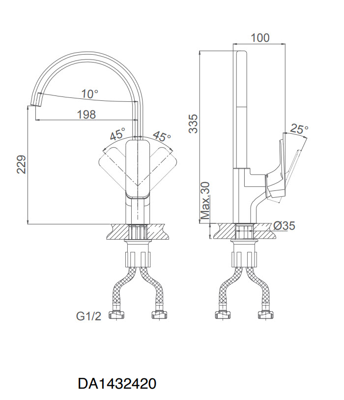 Смеситель для кухни DK Berlin.(DA1432420) высокий антрацит - фото 3