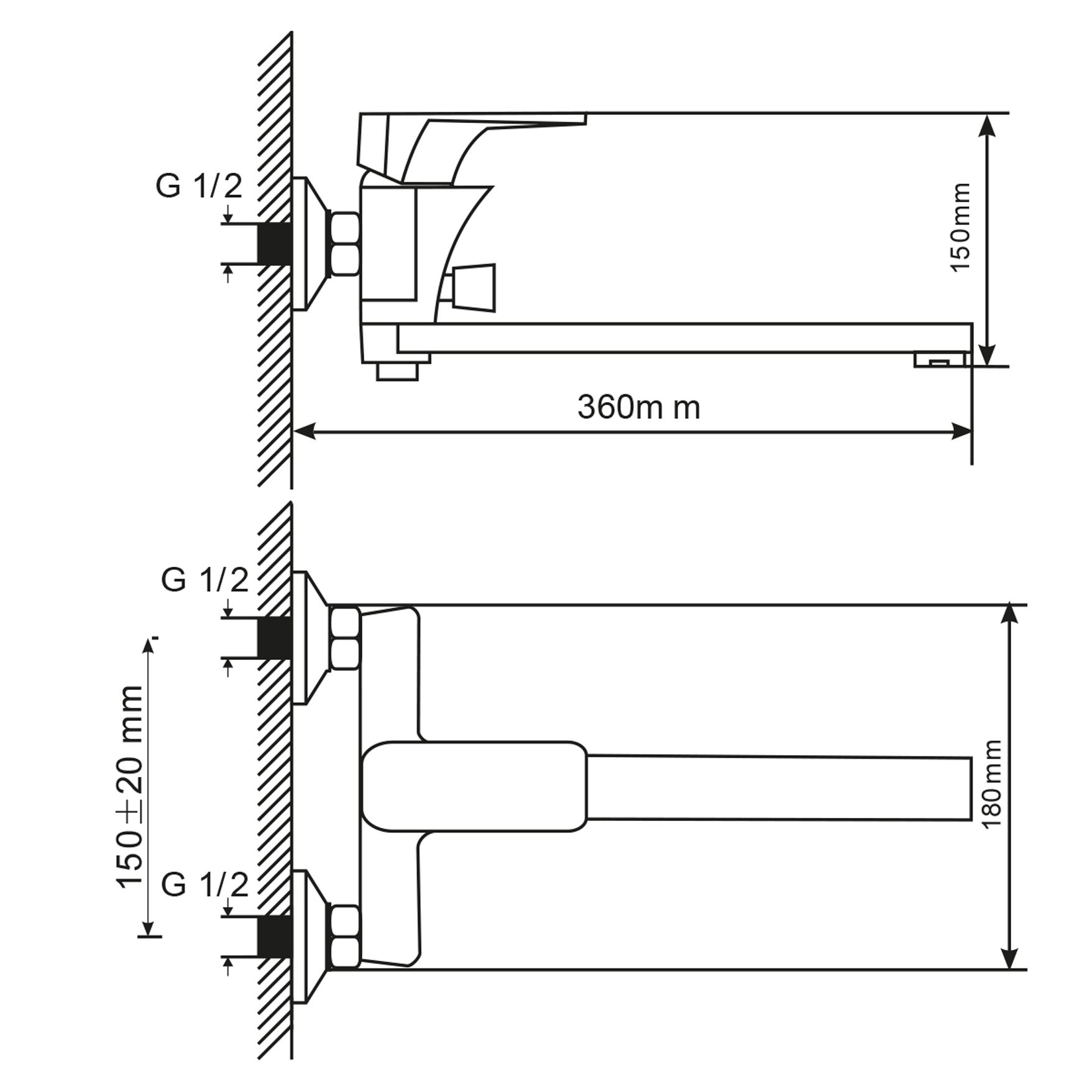 Смеситель для ванны и умывальника MIXLINE ML12-02 (530478) - фото 3