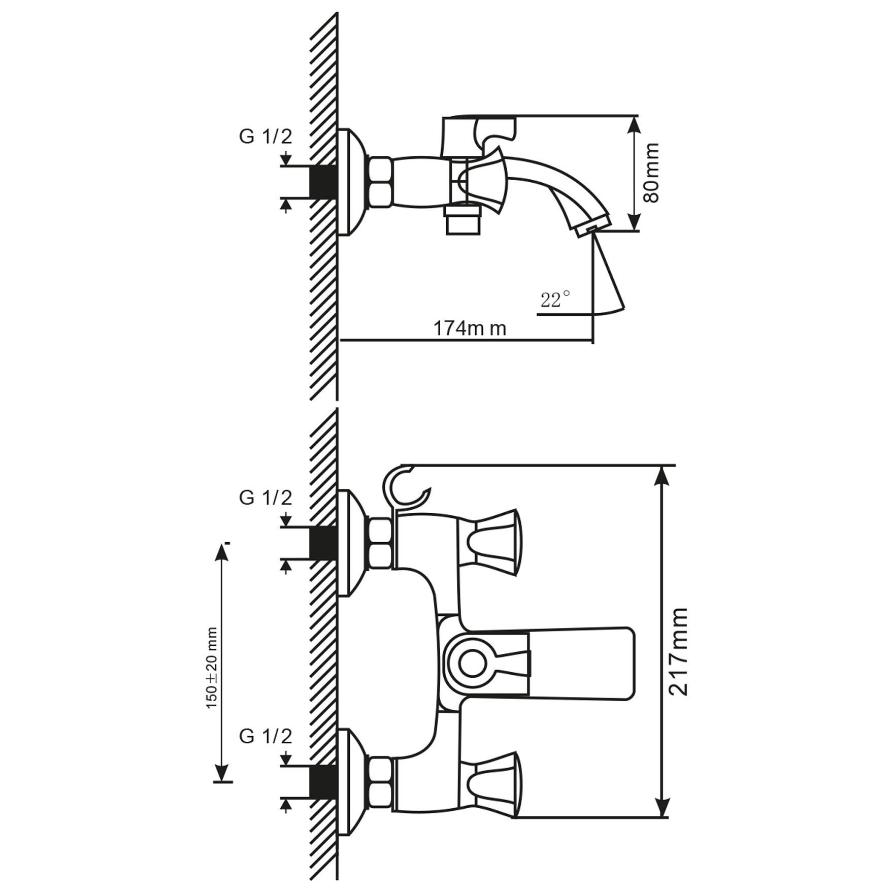 Смеситель для ванны MIXLINE ML11-01 (530474) - фото 3