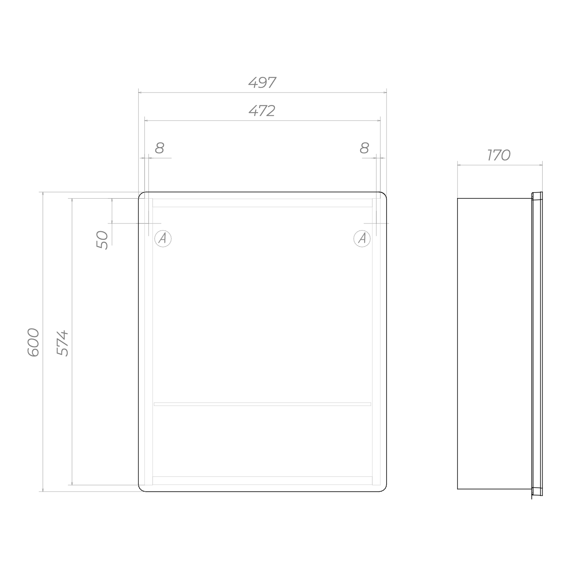Зеркальный шкаф VIGO Geometry Classic 500 с зеркалом (453) - фото 18