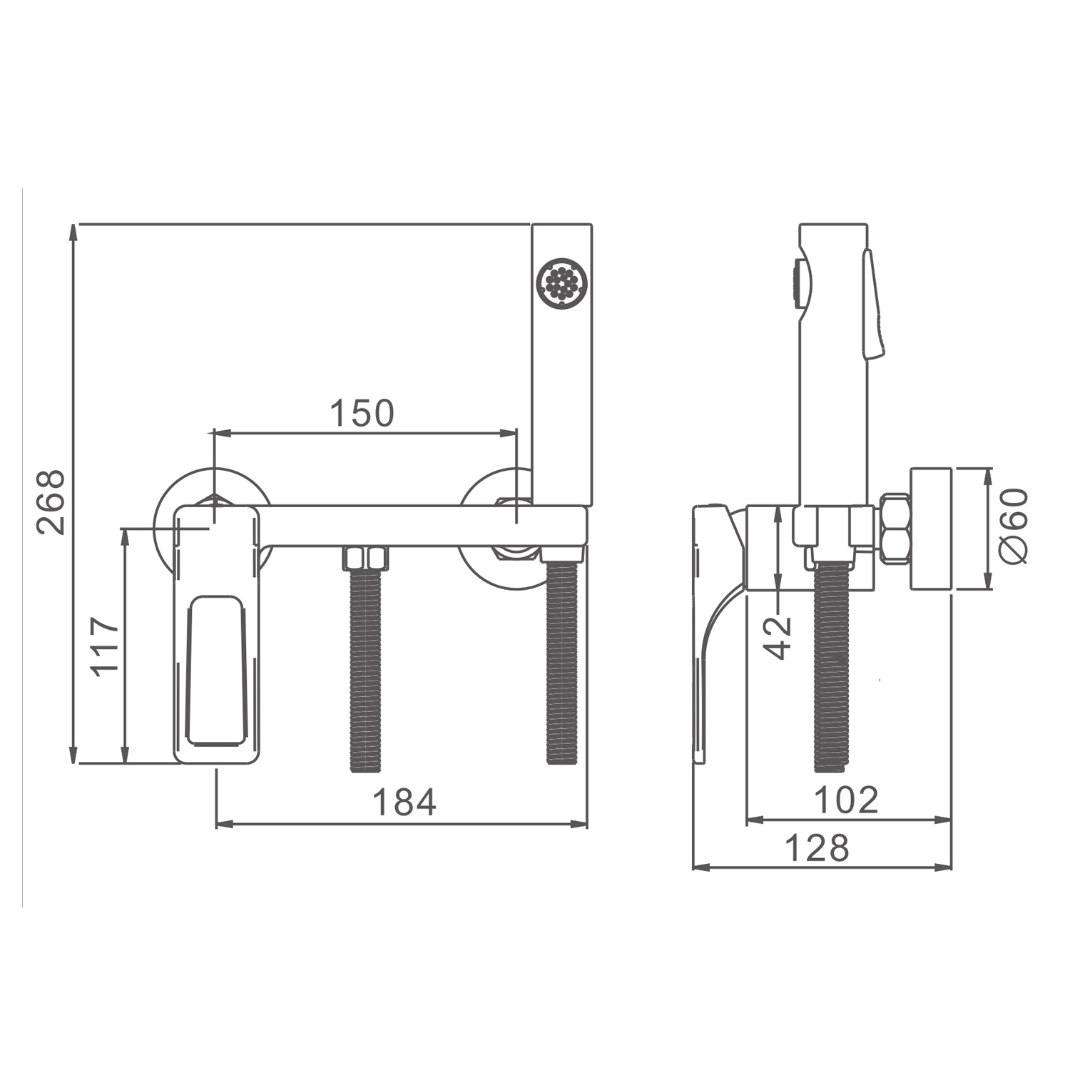 Смеситель Splenka с гигиеническим душем настенный белый (S55.51.08) - фото 2