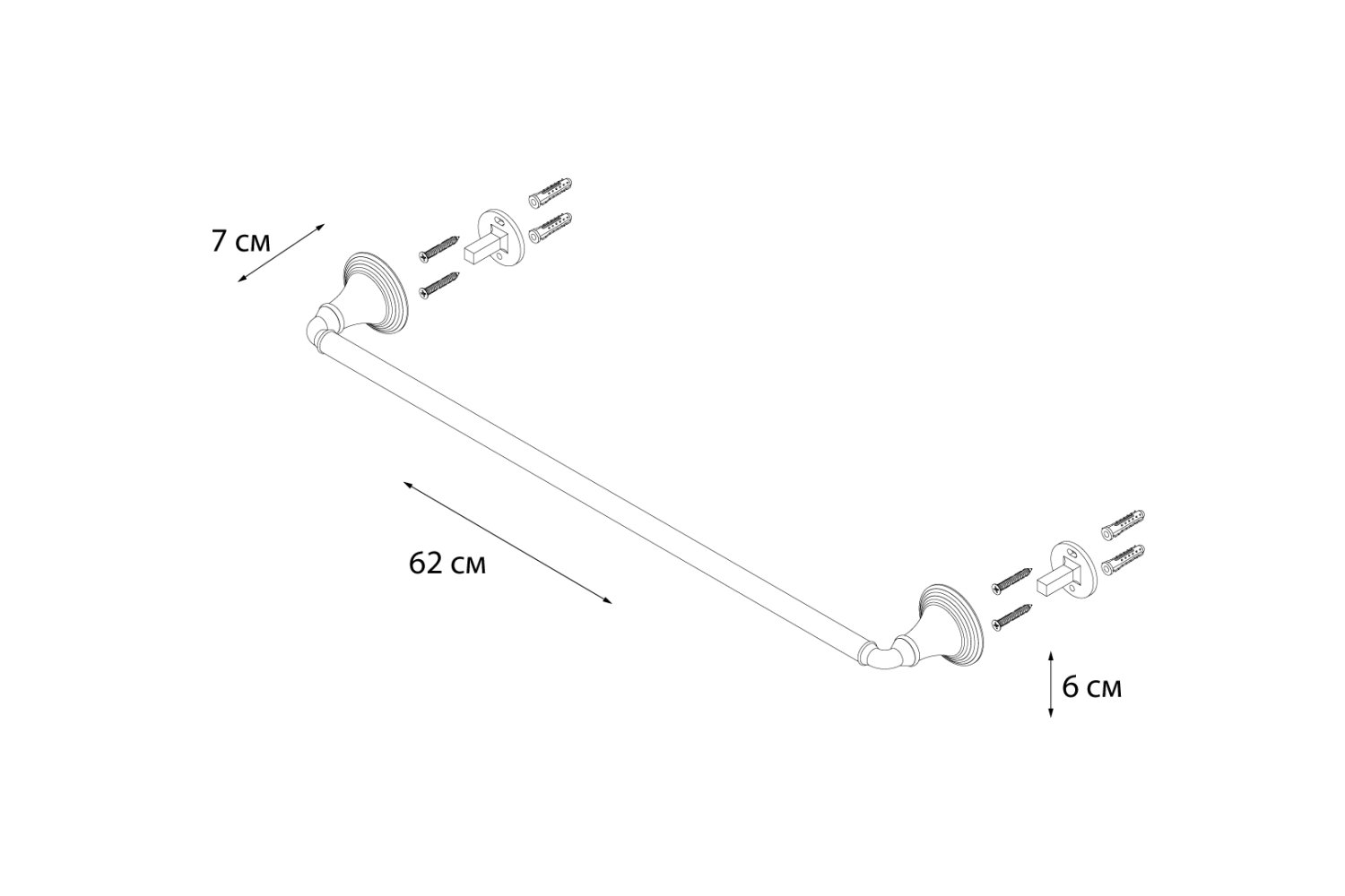 Полотенцедержатель FIXSEN Luksor трубчатый (FX-71601B) - фото 3