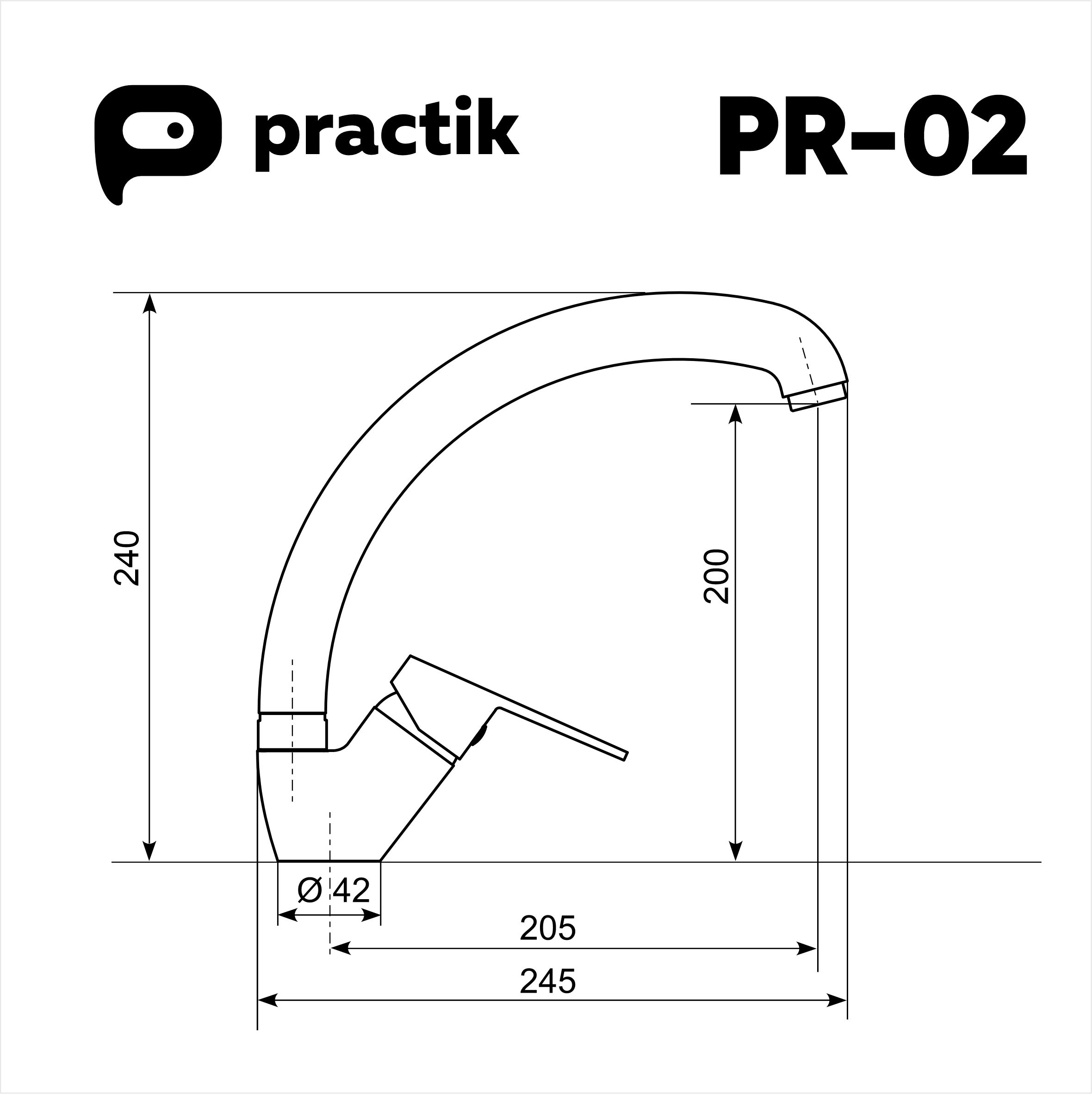 Смеситель для кухни Practik светло-серый (PR-02-003) - фото 2