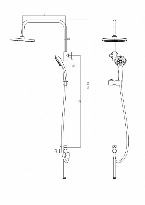 Душевой гарнитур с верхней лейкой Milardo Shower Set (2403F21M76) Душевой гарнитур с верхней лейкой Milardo Shower Set (2403F21M76) - фото 4