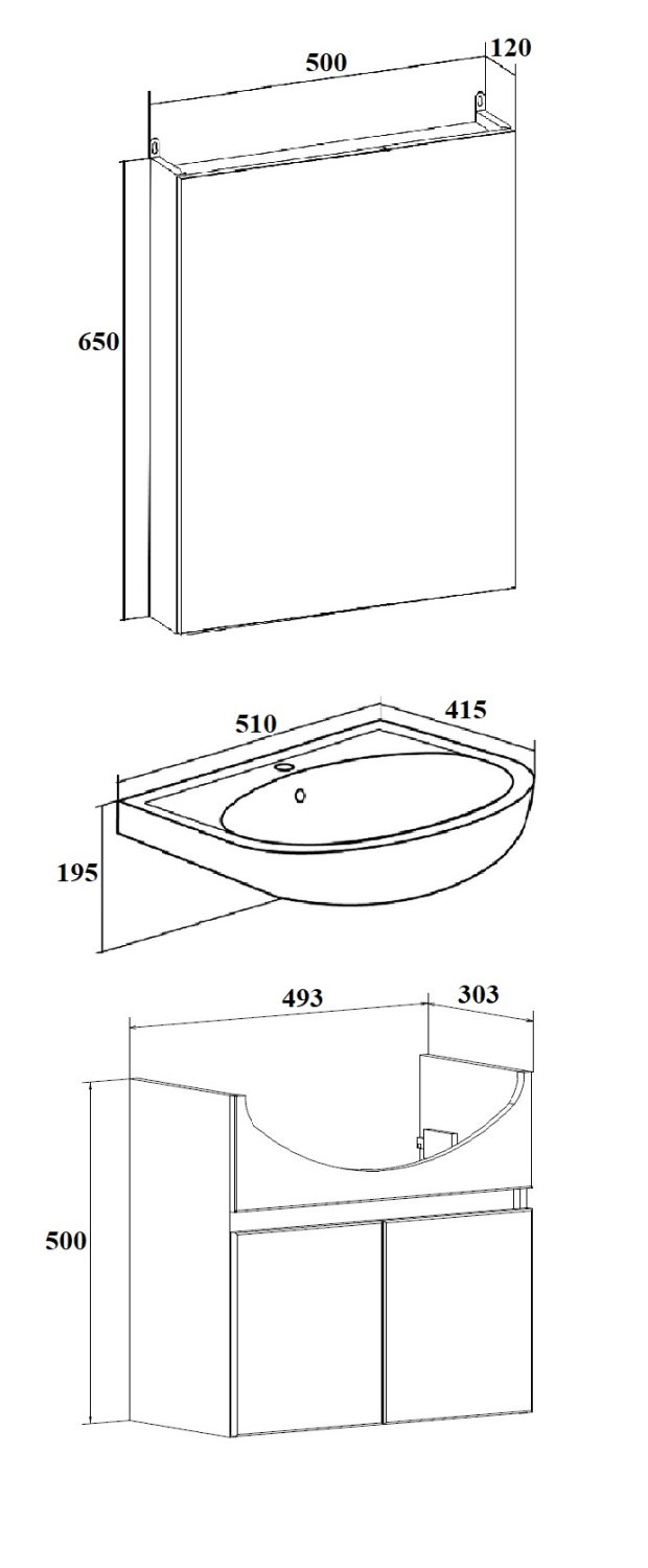 Тумба Runo Лада 50 подвесная белая под умывальник 00000000152 (Уют 50) (00-00001366) - фото 3