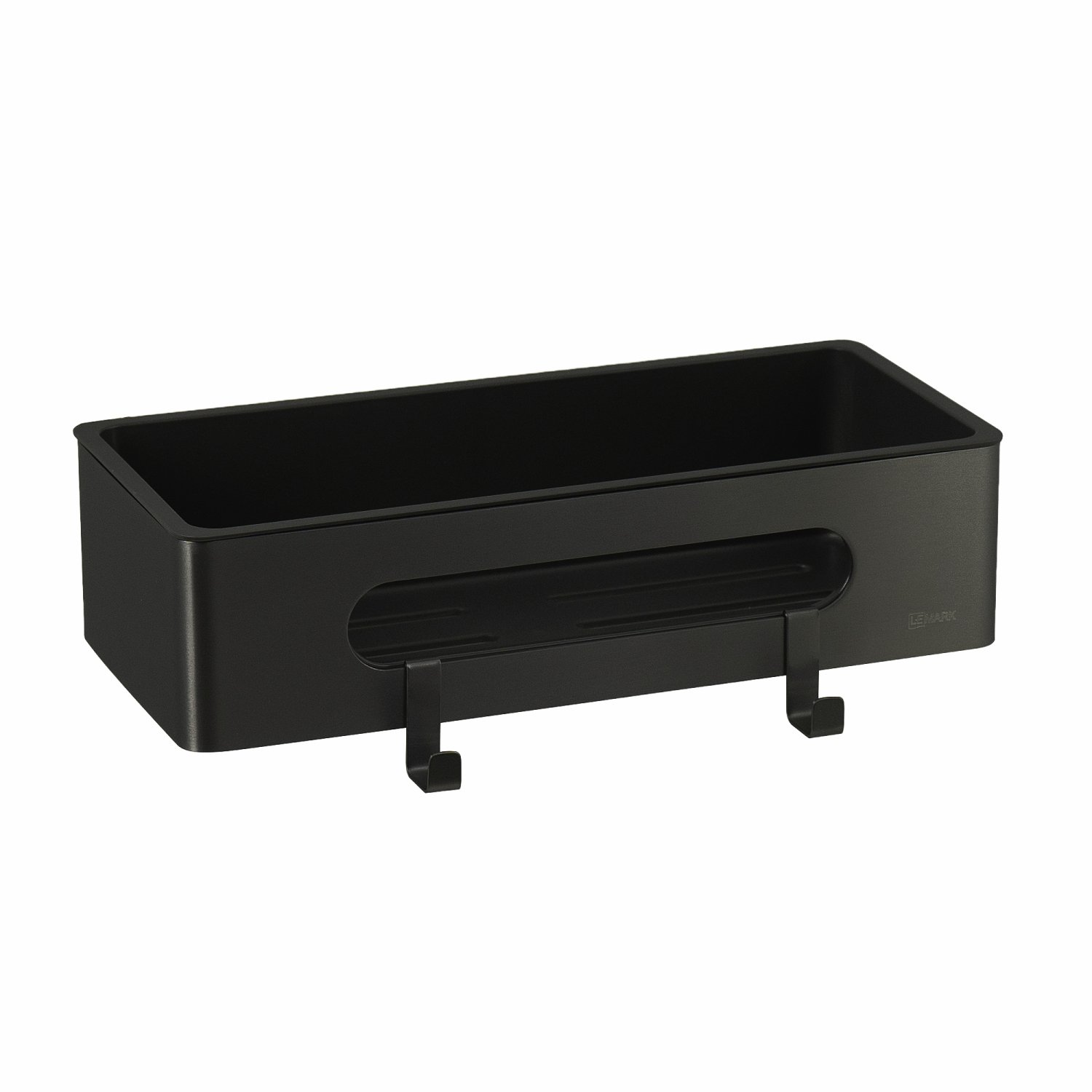 Полка для душа прямая Lemark SHELF LINE из нерж. стали с крючками, черный/ вставка-пластик черный (9772044) - фото 1