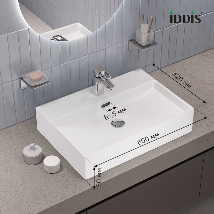 Умывальник накладной/подвесной, белый глянцевый, Bild, IDDIS, BILWS60i27 - фото 3