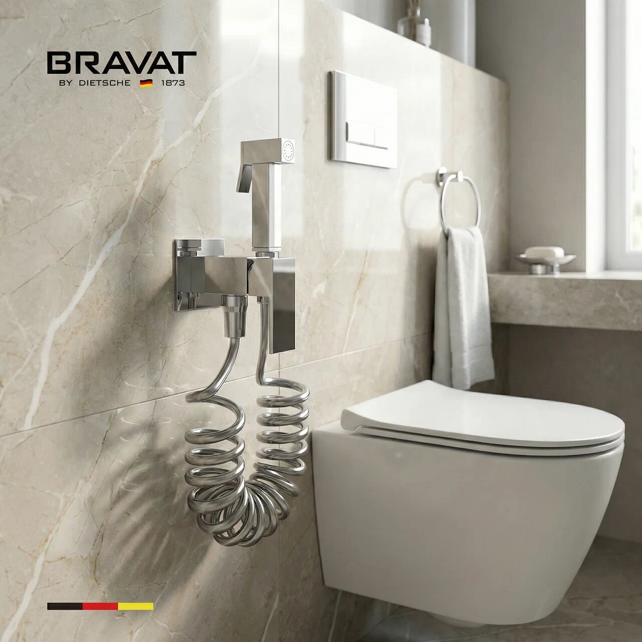 Гигиенический душ со смесителем с пружинным шлангом BRAVAT (D9191CP-SW) - фото 3