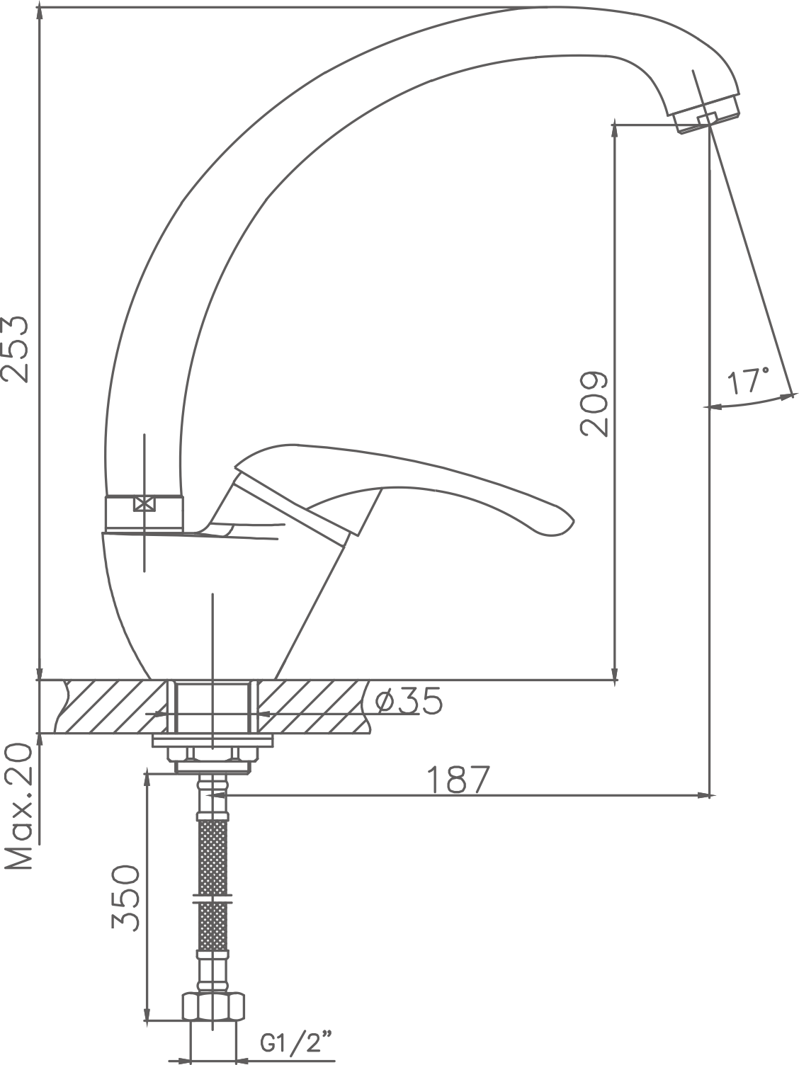 Смеситель для кухни Cron белый (CN4103-8) - фото 2