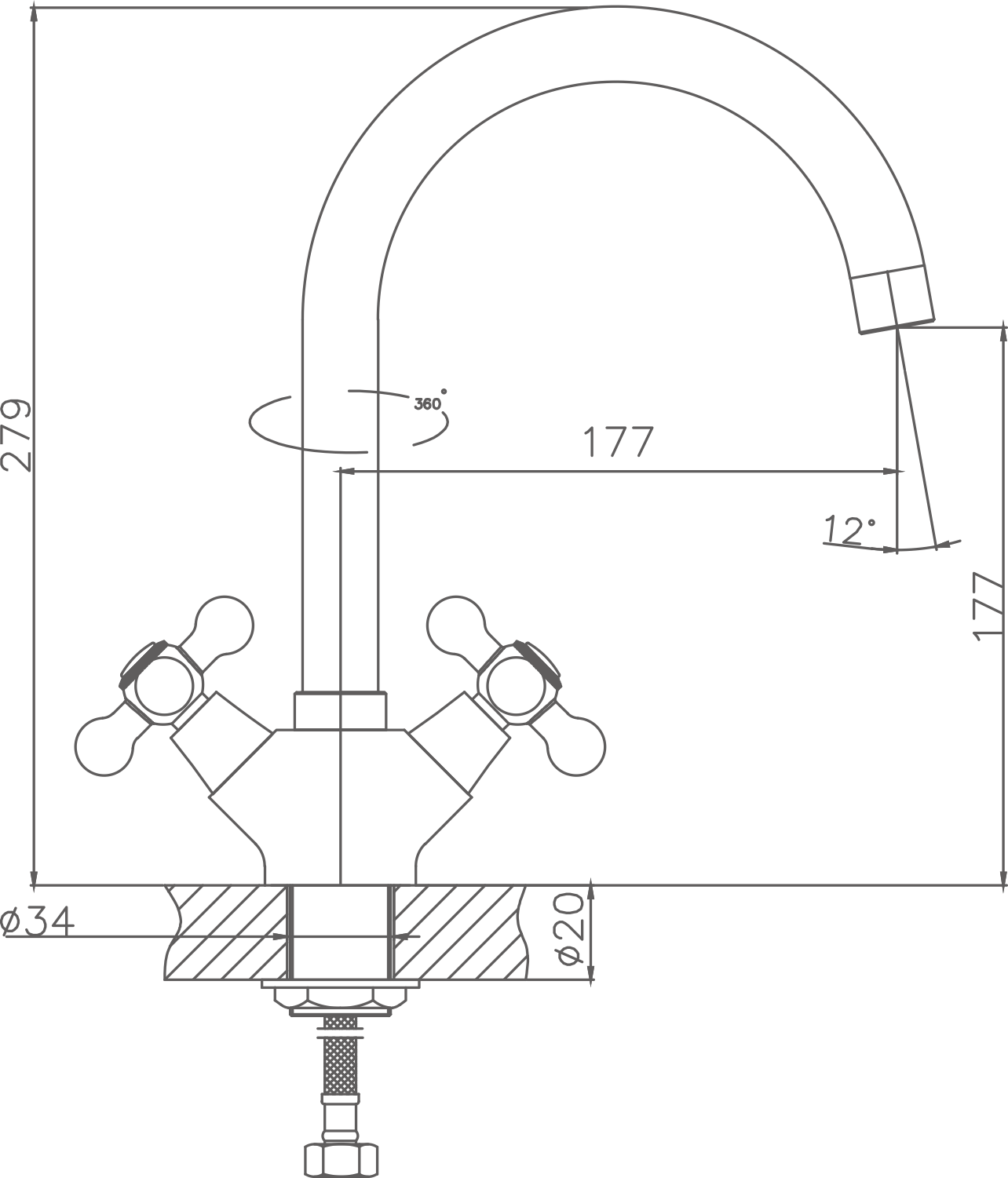 Смеситель для кухни Cron хром (CN4719) - фото 2