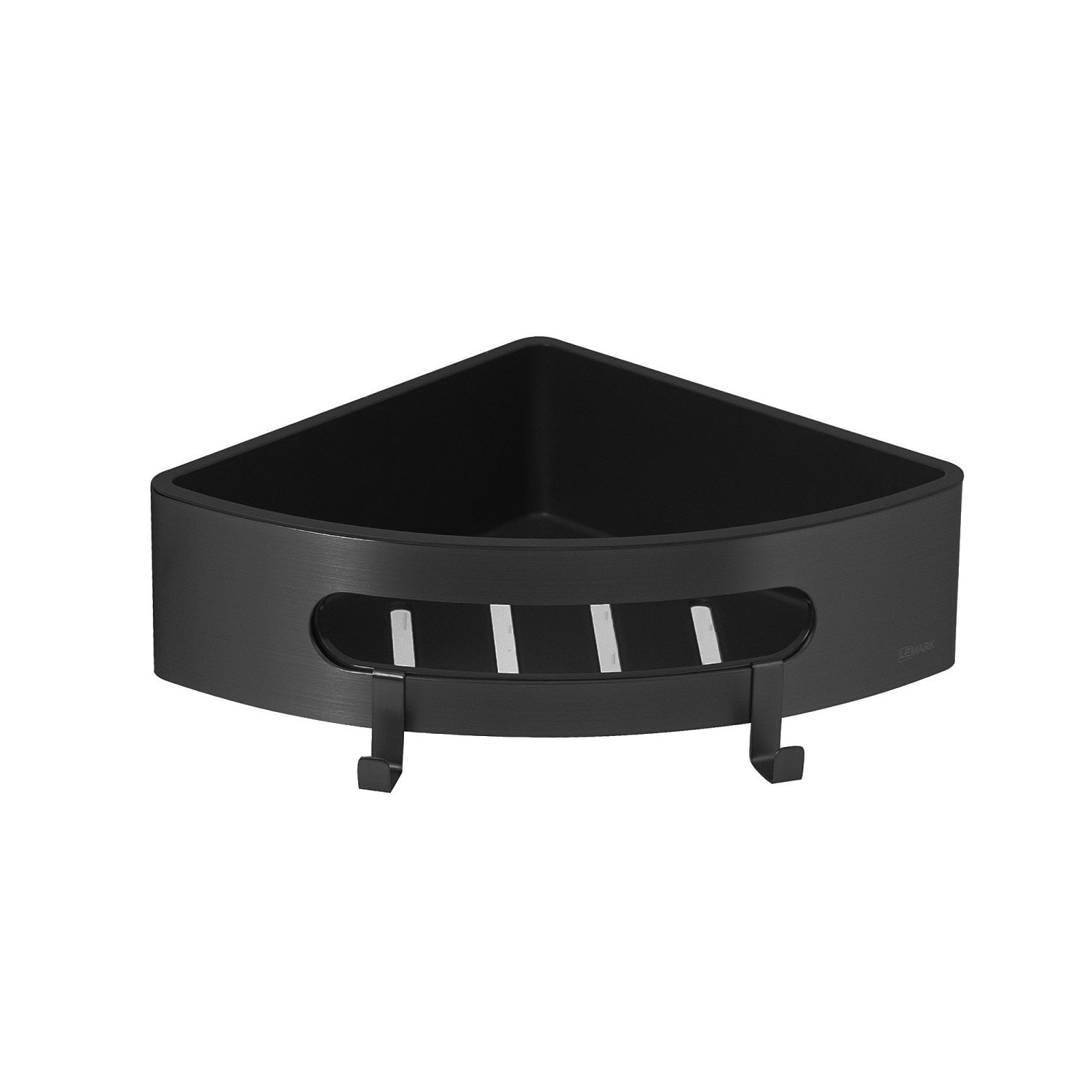 Полка для душа угловая Lemark SHELF LINE из нерж. стали с крючками, черный/ вставка-пластик черный (9772047) - фото 1