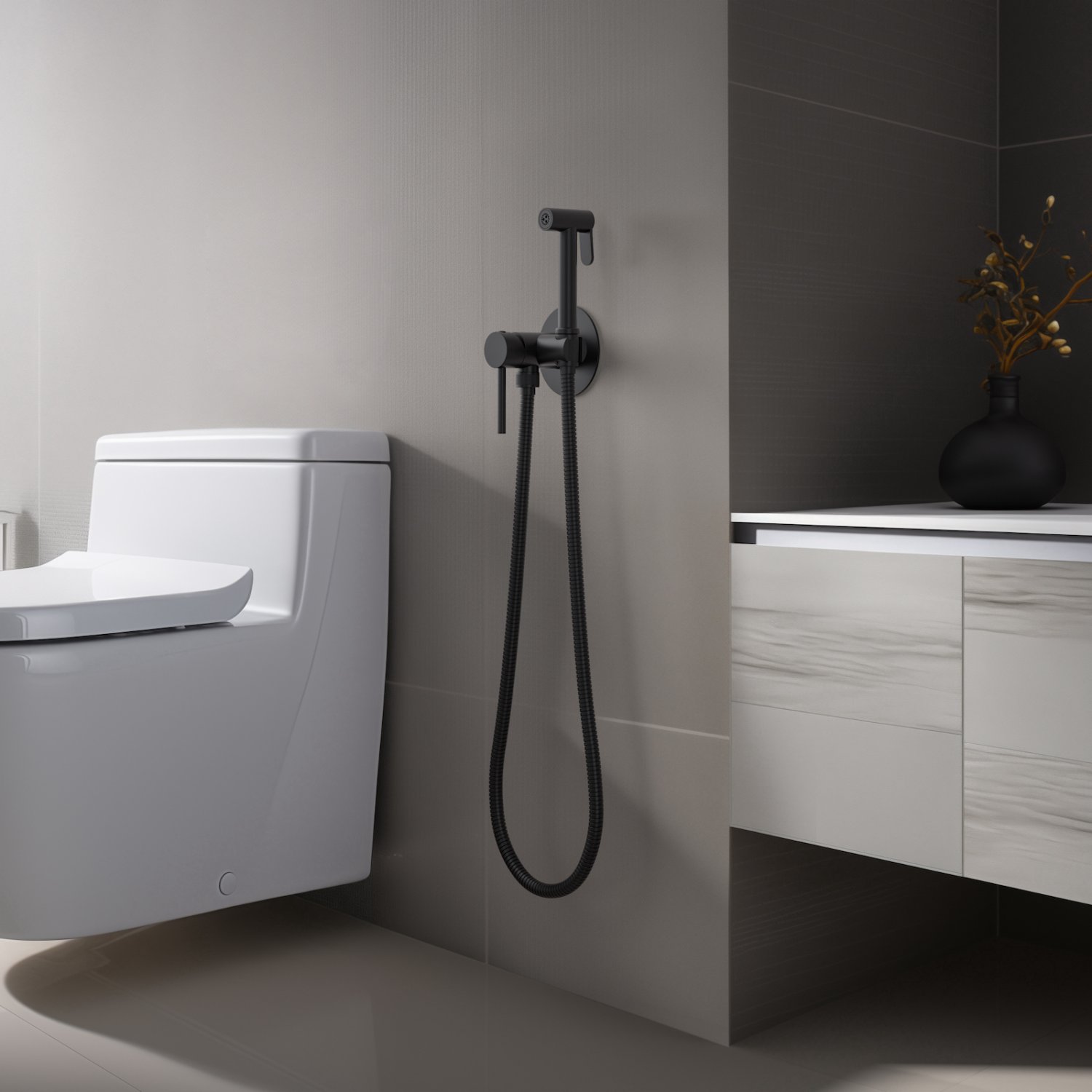 Смеситель встроенный с гигиеническим душем Timo Saona черный (2338/03SM) - фото 2