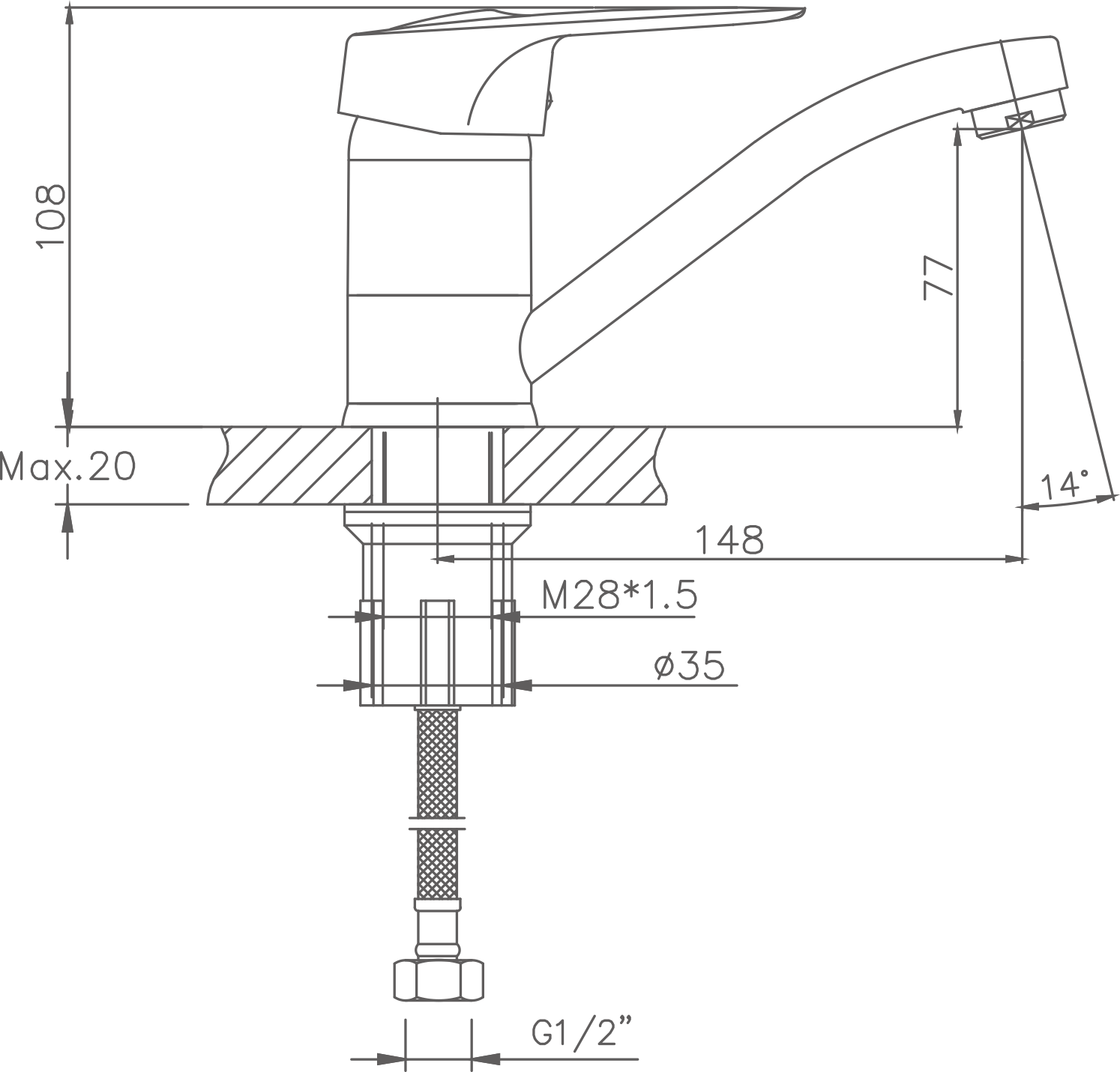 Смеситель для кухни Cron хром (CN4504-2) - фото 2