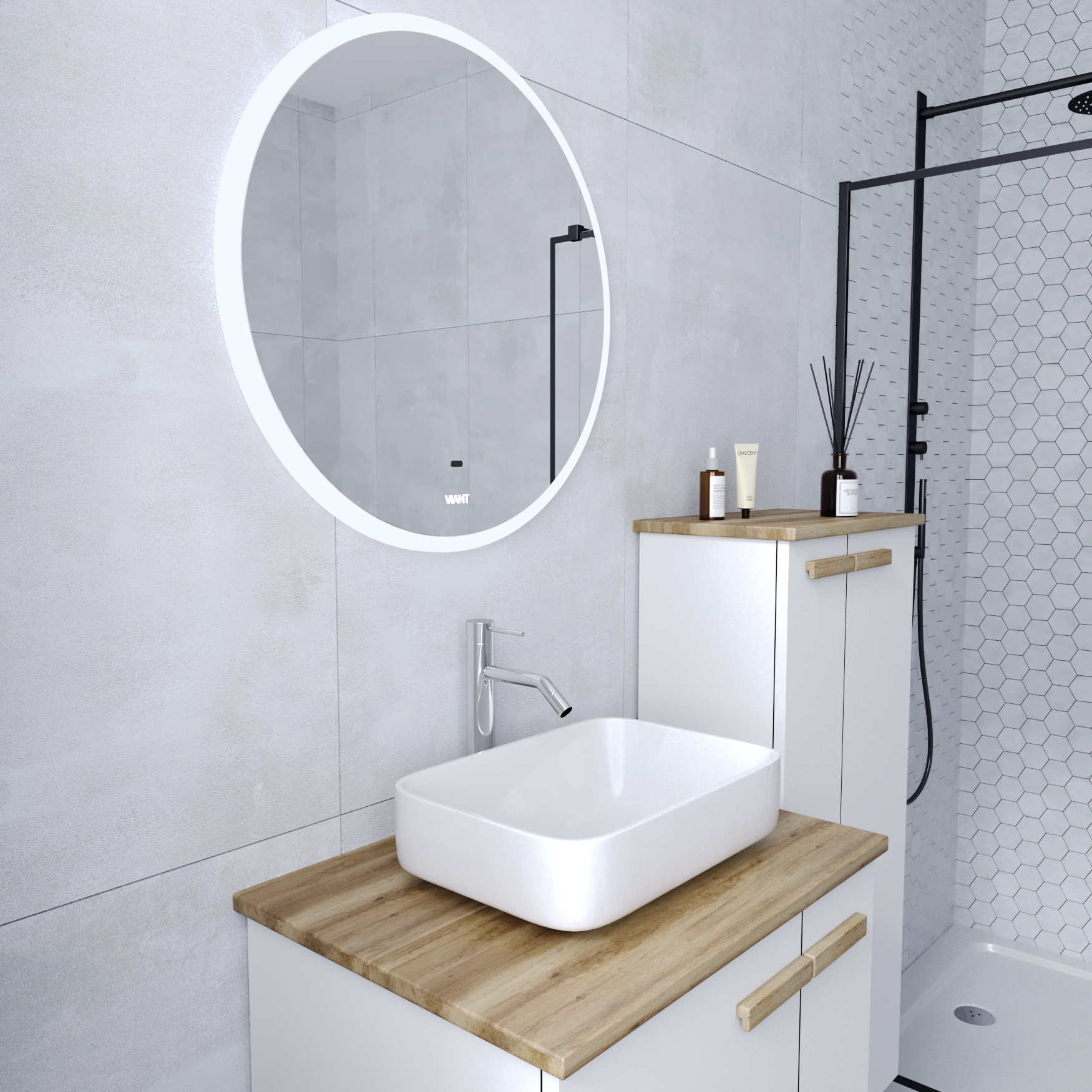 Пенал VIANT "Мюнхен" подвесной белый 280х500х1100 (VMUN50BEL-PENP) - фото 3