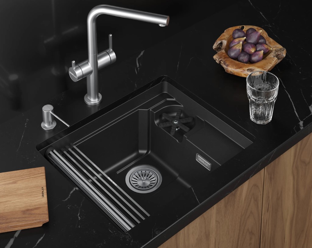 Кухонная мойка GRANULA KITCHEN SPACE RINZER кварц (5505RU, ШВАРЦ) - фото 2