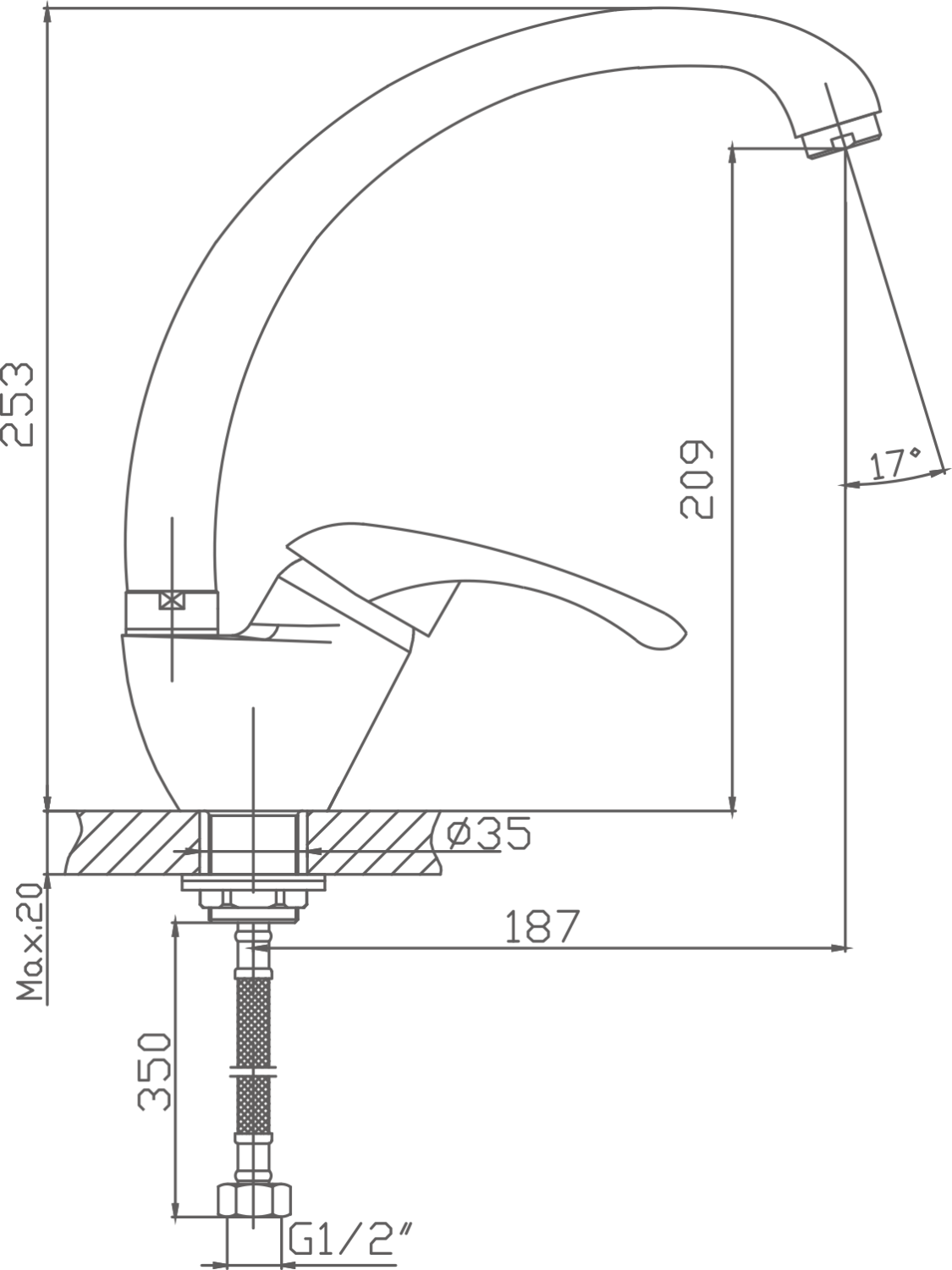 Смеситель для кухни Cron хром (CN4103-2) - фото 2