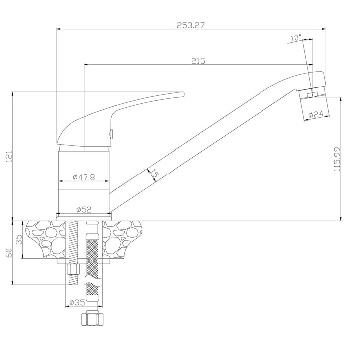 Смеситель для кухонной мойки Rossinka Y (Y40-21) - фото 2
