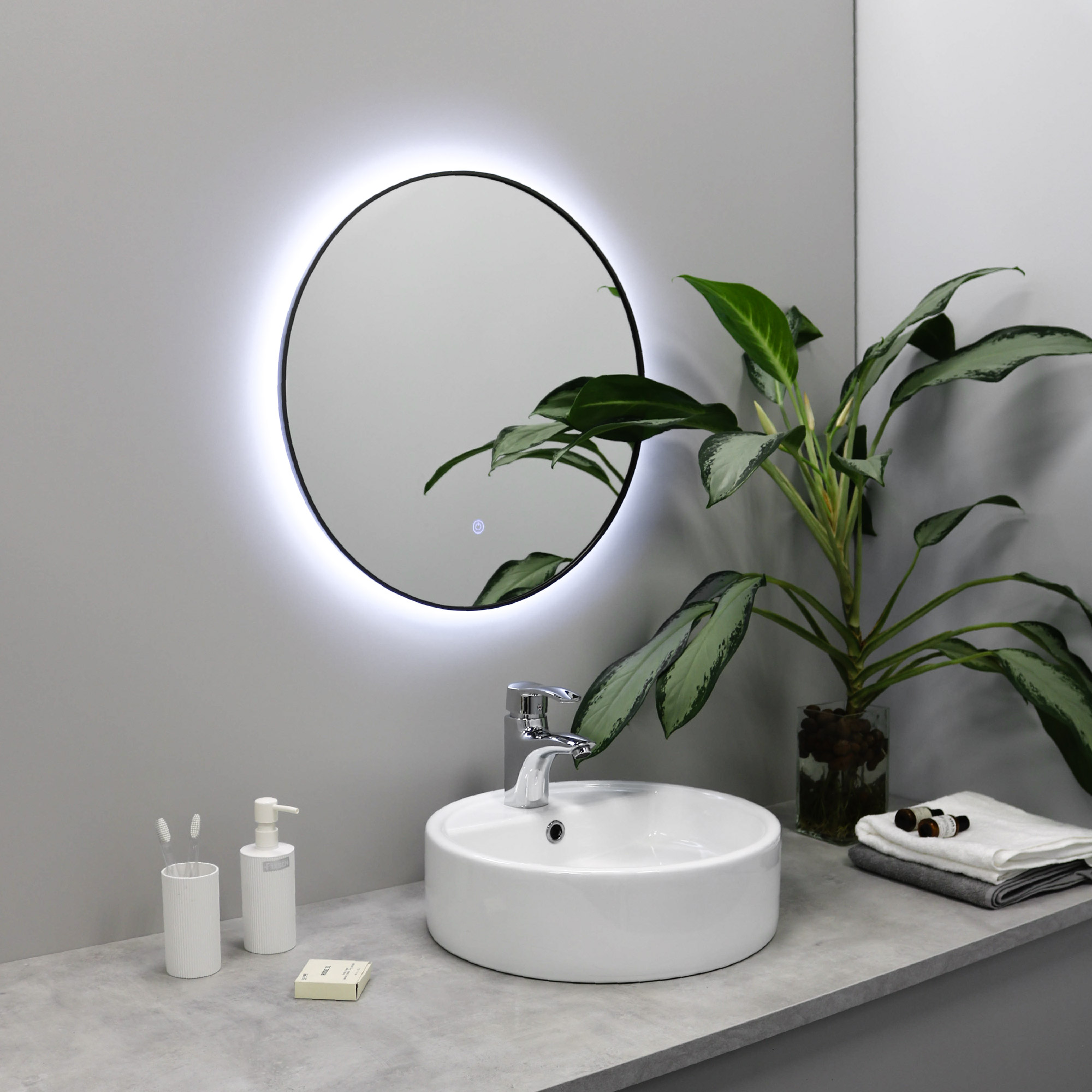 Зеркало FIXSEN с подсветкой LED круглое 60х60 см графит (FX-1060F) - фото 1
